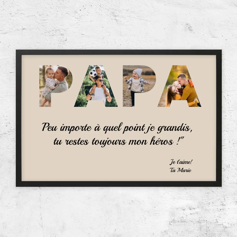 Poster personnalisé "Papa reste mon héros"