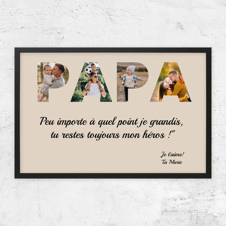 Poster personnalisé "Papa reste mon héros"