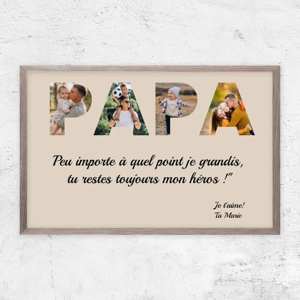 Poster personnalisé "Papa reste mon héros"