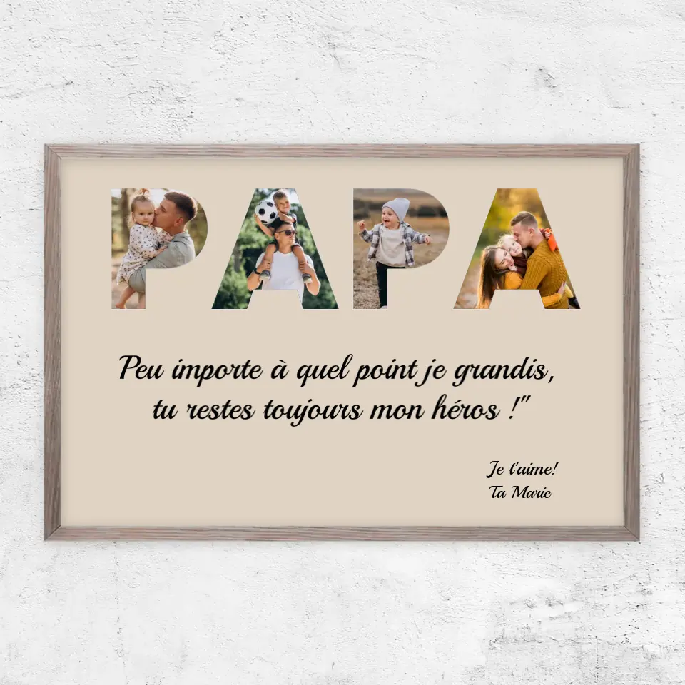 Poster personnalisé "Papa reste mon héros"