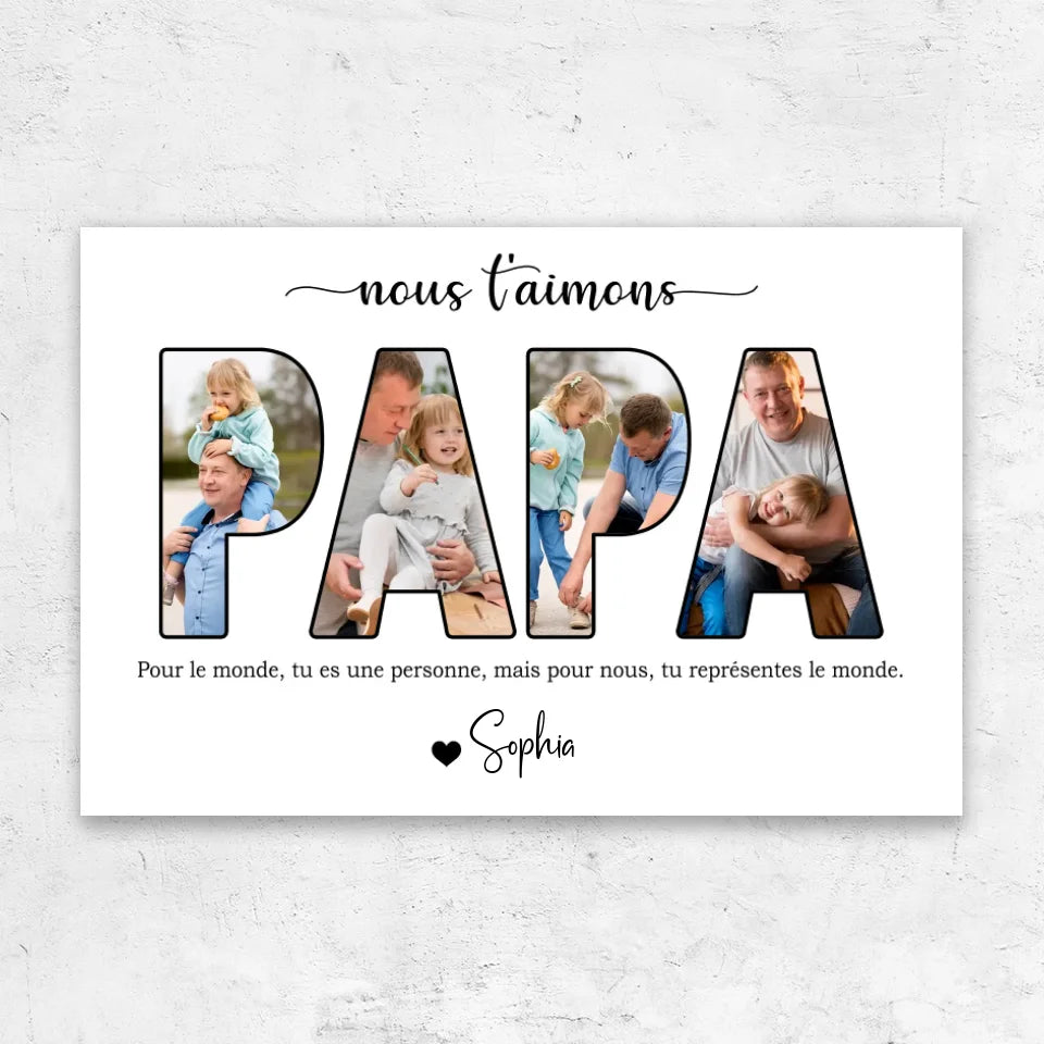 Toile personnalisée "Papa, on t'aime"