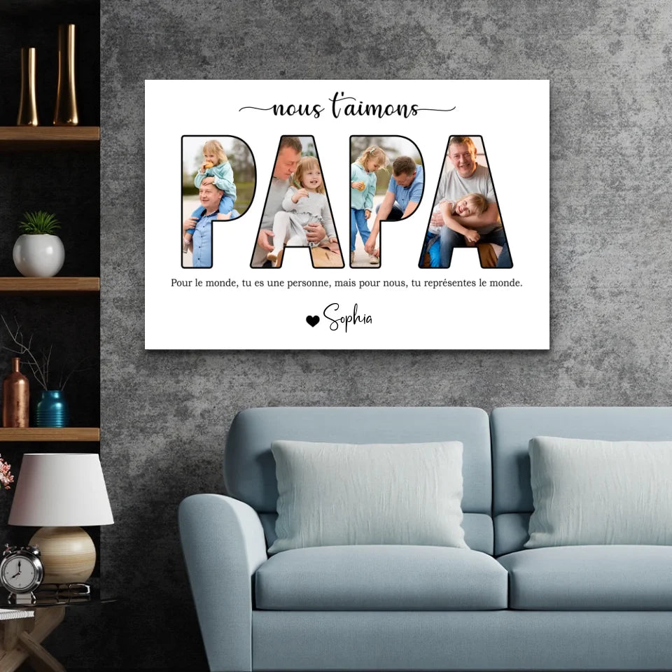 Toile personnalisée "Papa, on t'aime"