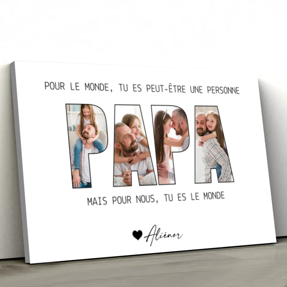 Toile personnalisée "Papa représente le monde pour nous"