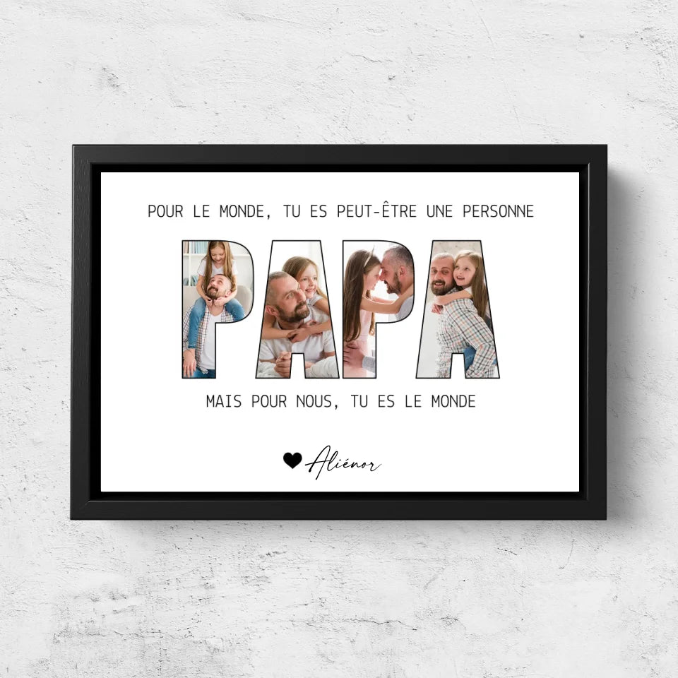 Toile personnalisée "Papa représente le monde pour nous"