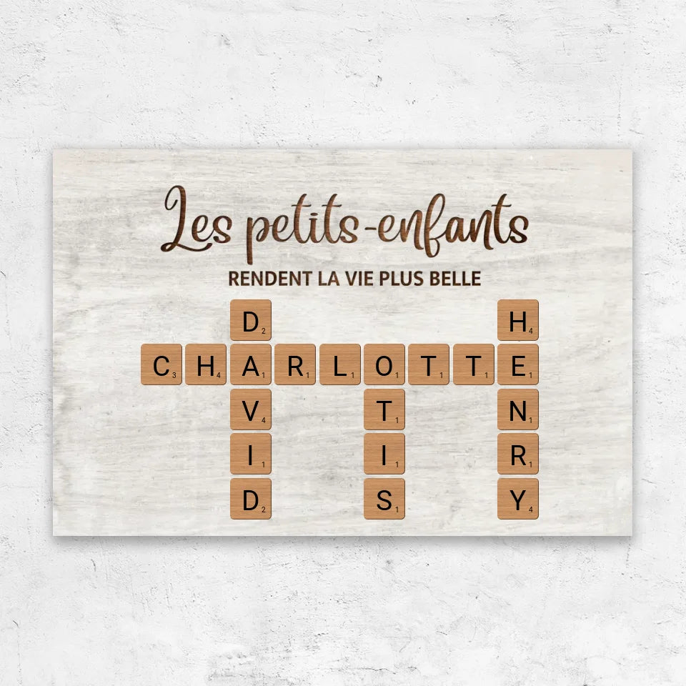 Toile personnalisée “Les petits-enfants rendent la vie plus belle - mots croisés”