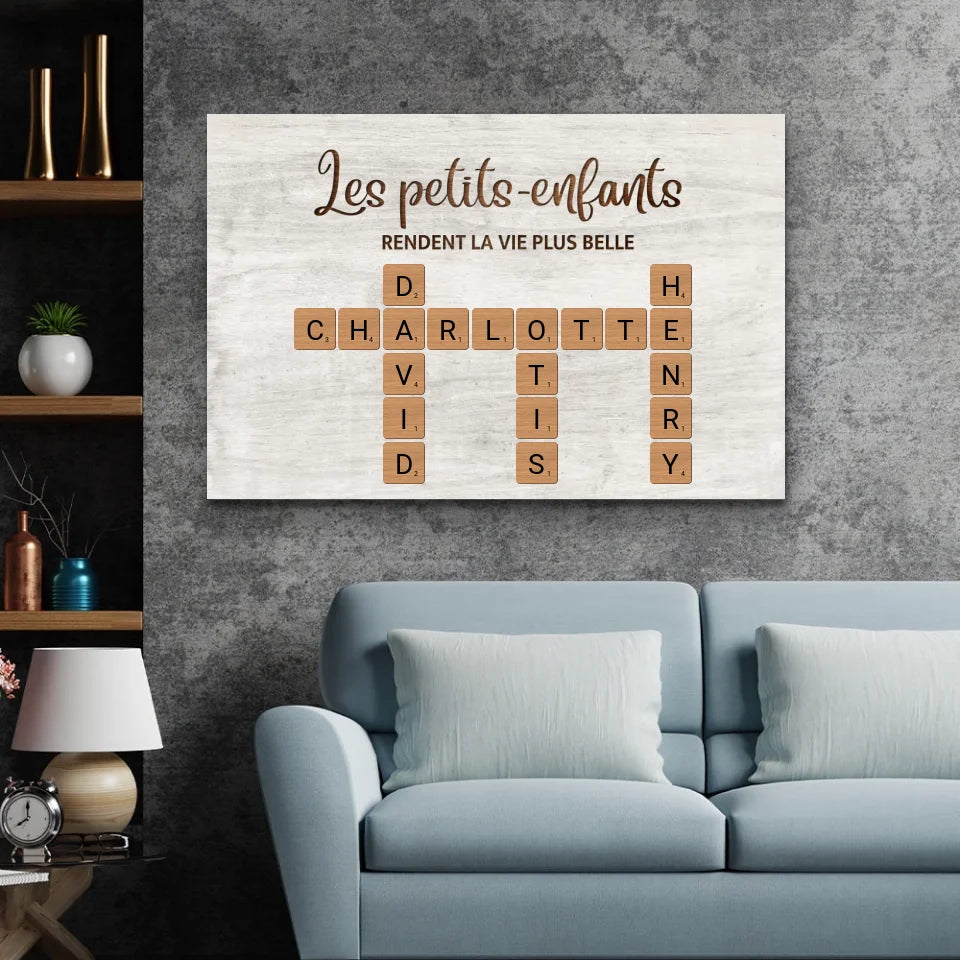 Toile personnalisée “Les petits-enfants rendent la vie plus belle - mots croisés”