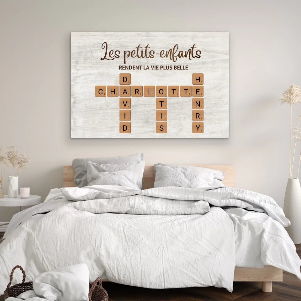 Toile personnalisée “Les petits-enfants rendent la vie plus belle - mots croisés”