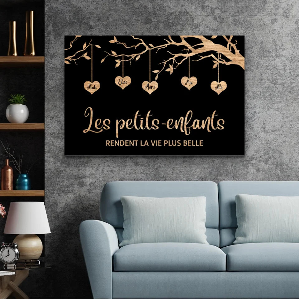 Toile personnalisée "Arbre de famille sur fond noir"