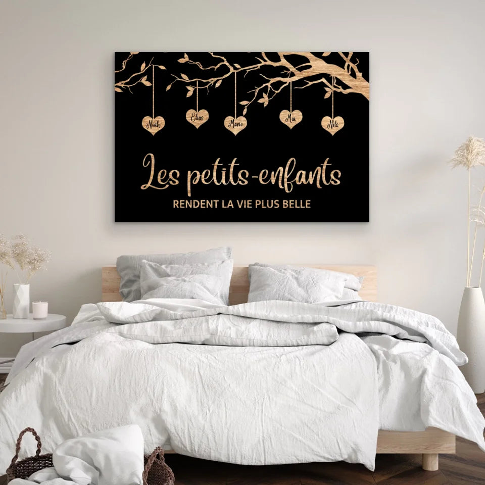 Toile personnalisée "Arbre de famille sur fond noir"