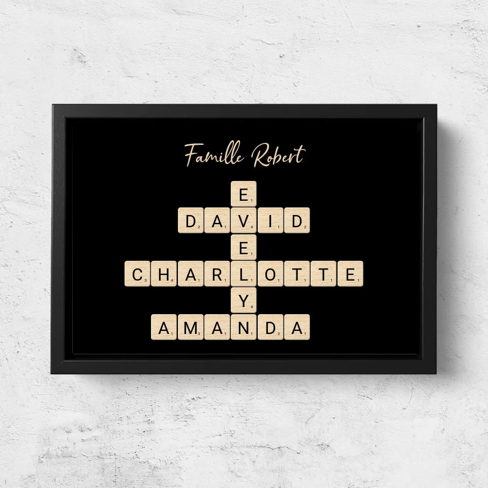 Toile personnalisée “Mots croisés famille - Horizontal”