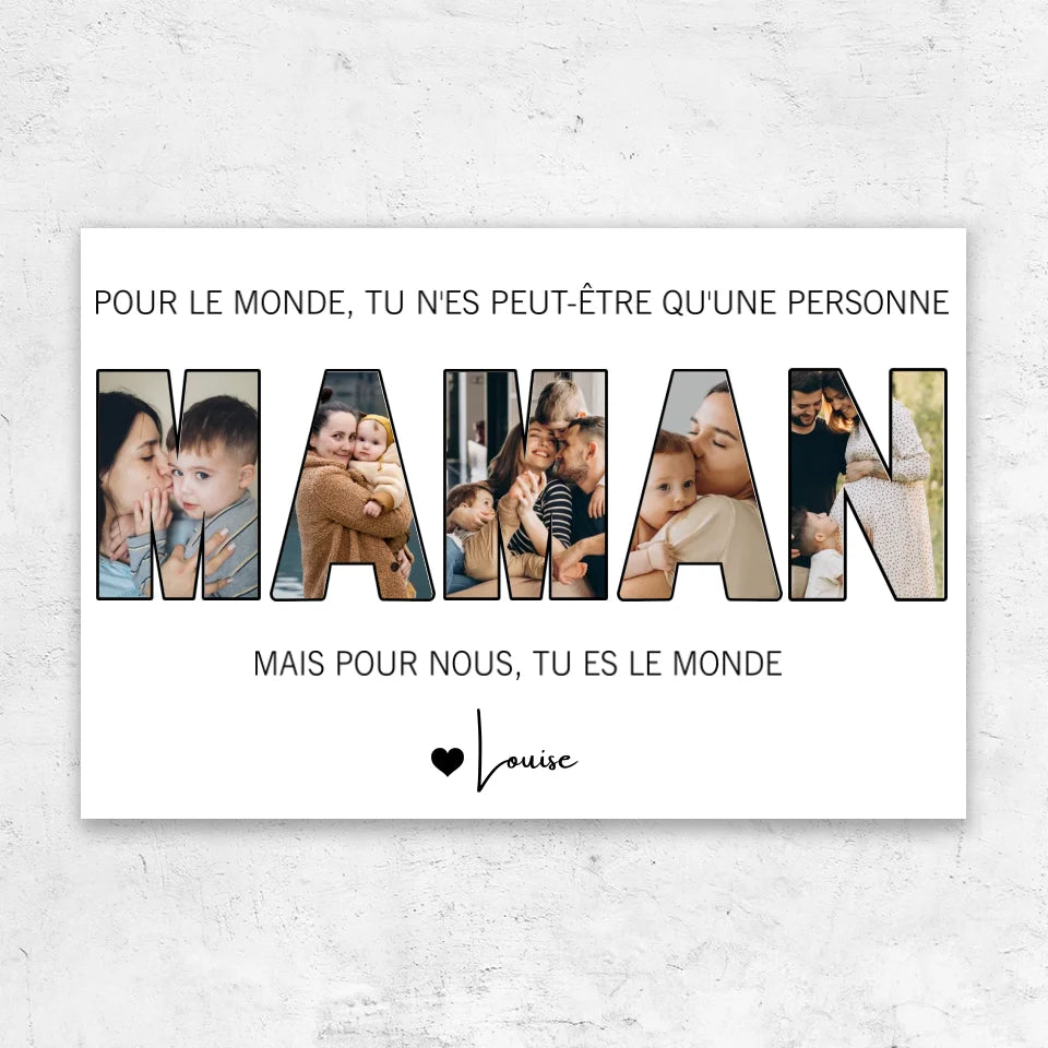 Toile personnalisée “Maman représente le monde pour nous”