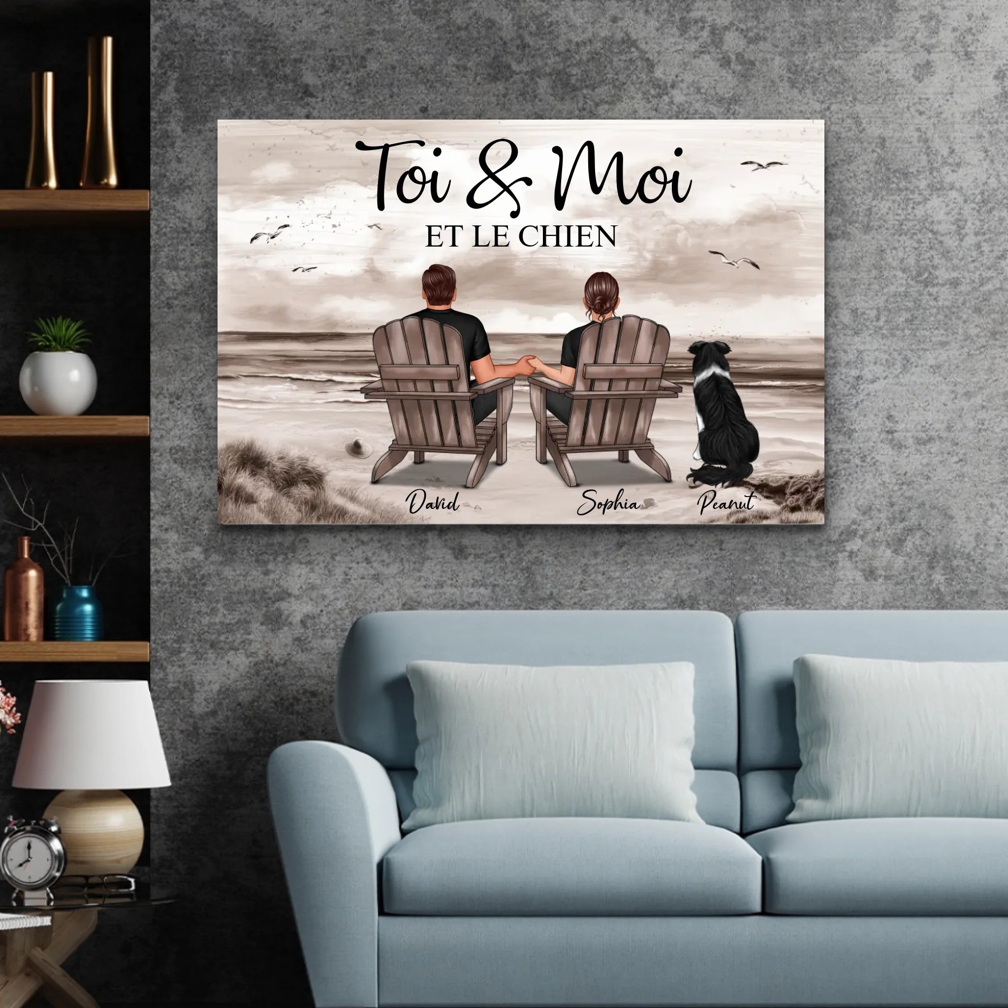 Toile personnalisée “Toi et moi et notre animal de compagnie”