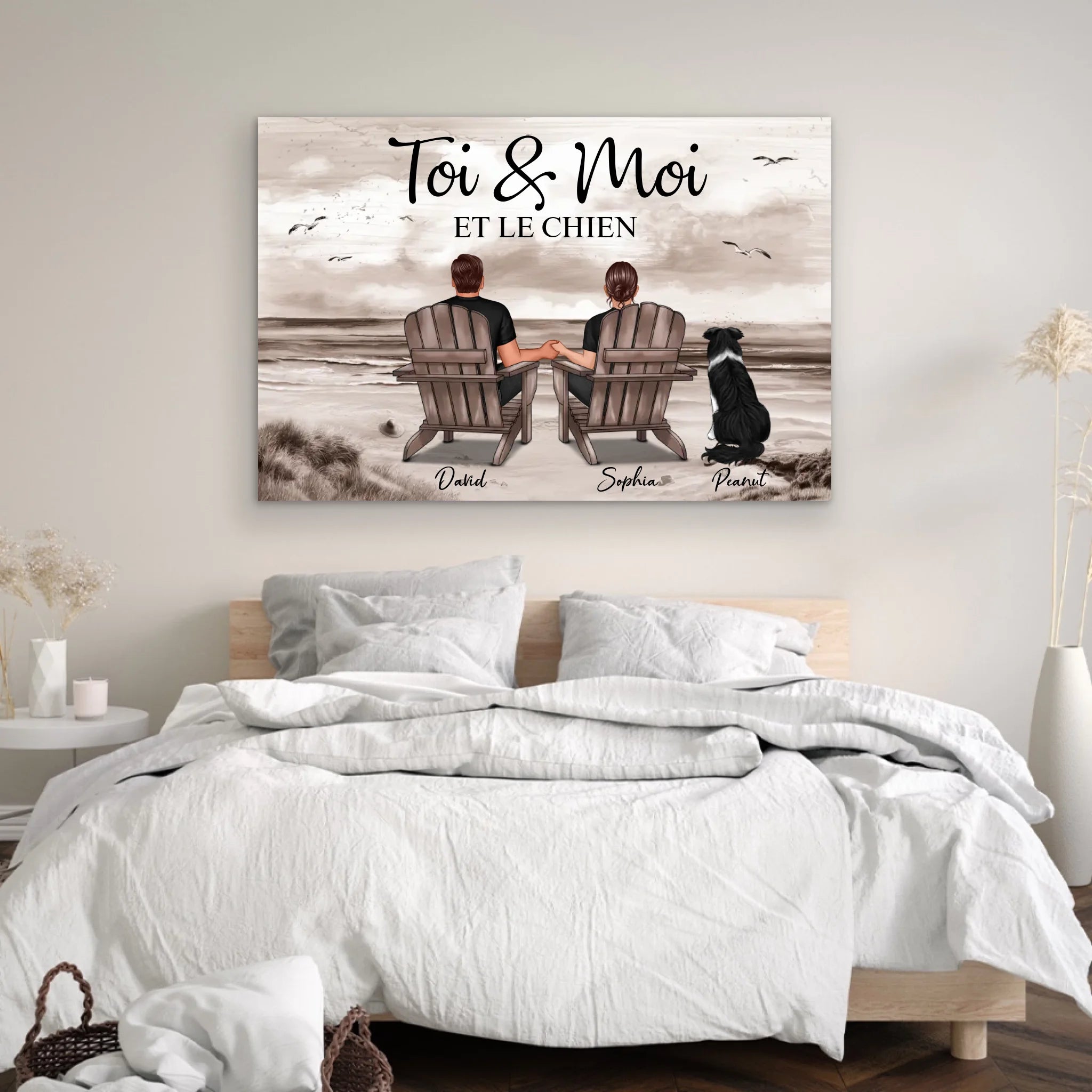 Toile personnalisée “Toi et moi et notre animal de compagnie”