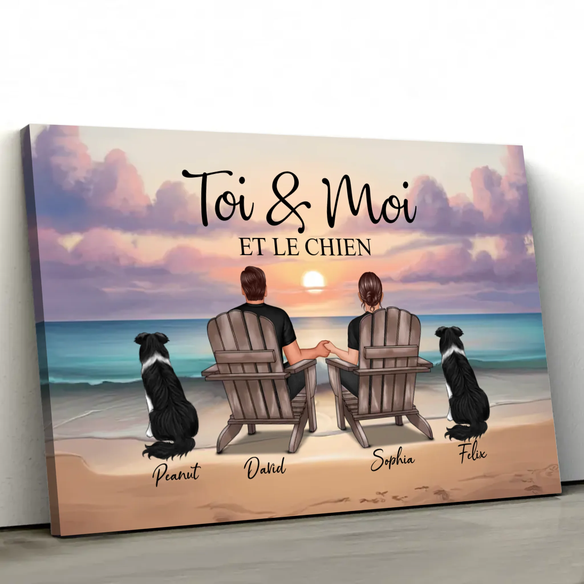 Toile personnalisée “Toi et moi et notre animal de compagnie”