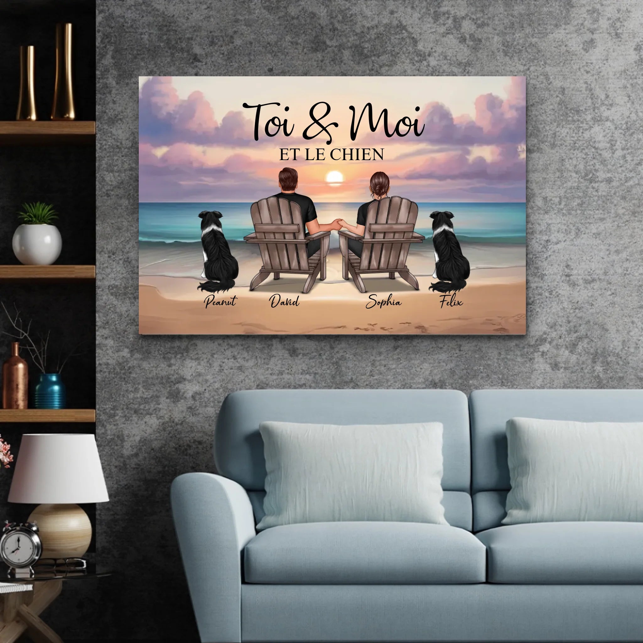 Toile personnalisée “Toi et moi et notre animal de compagnie”