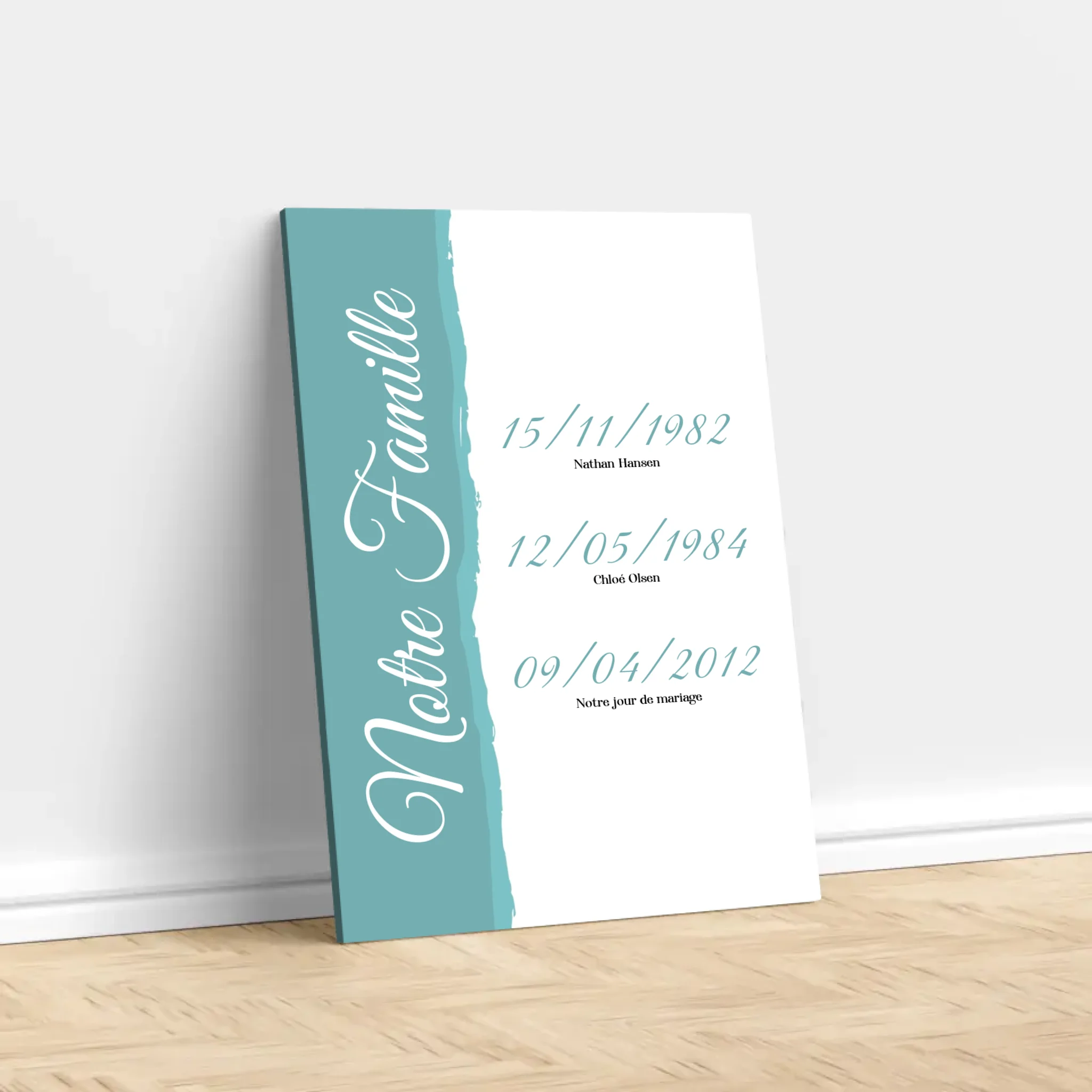 Toile personnalisée "Notre famille - événements avec date"