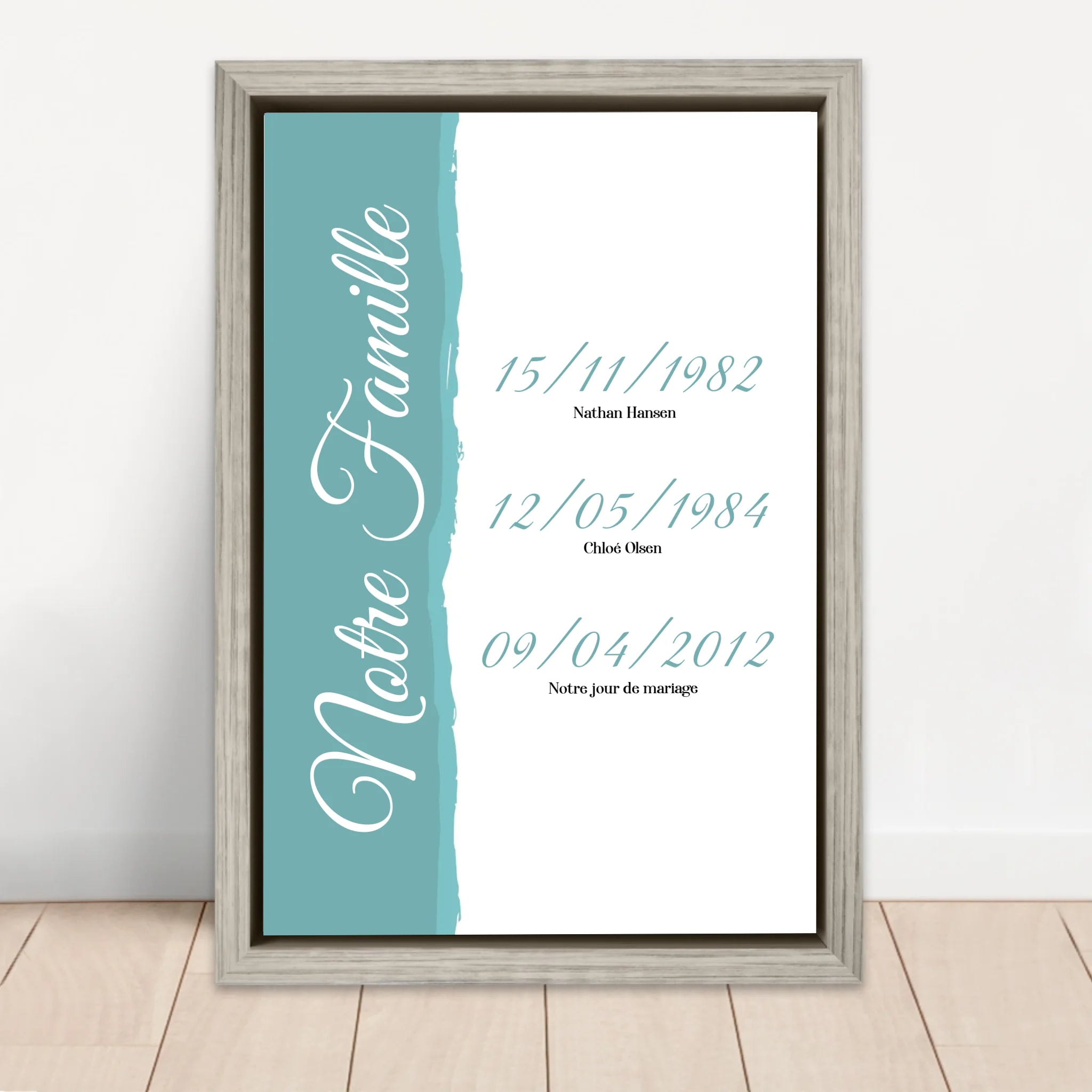 Toile personnalisée "Notre famille - événements avec date"