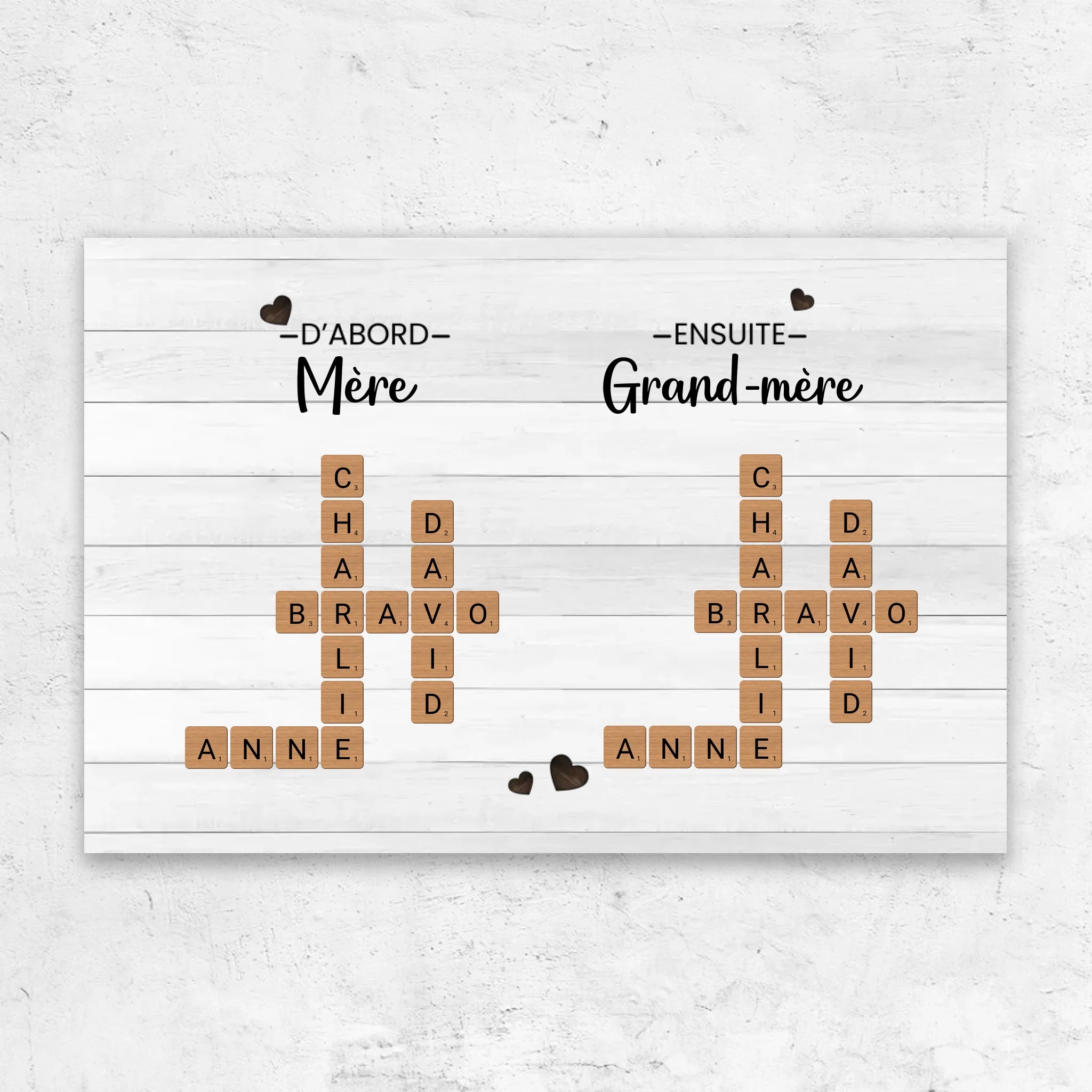 Toile personnalisée “D'abord mère, ensuite grand-mère - Mots croisés”