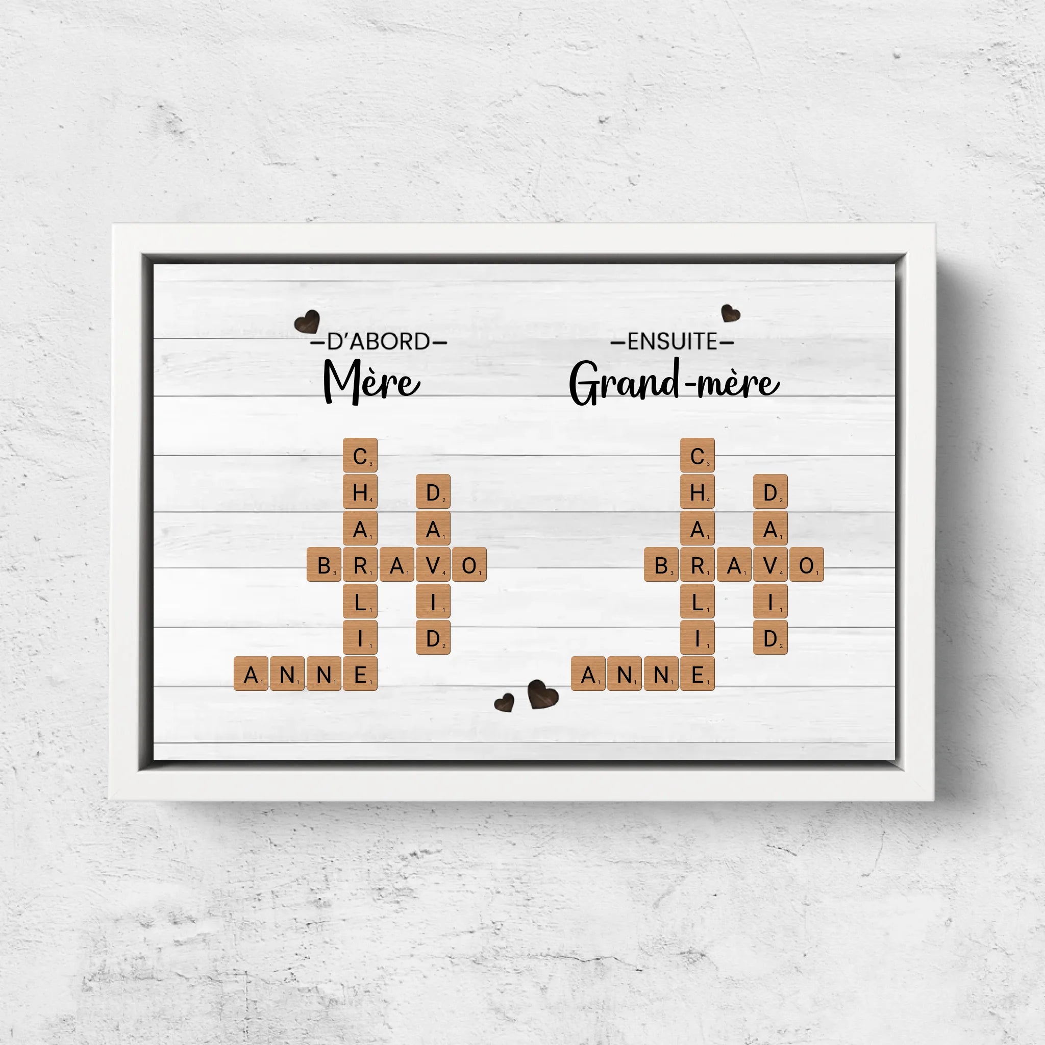 Toile personnalisée “D'abord mère, ensuite grand-mère - Mots croisés”