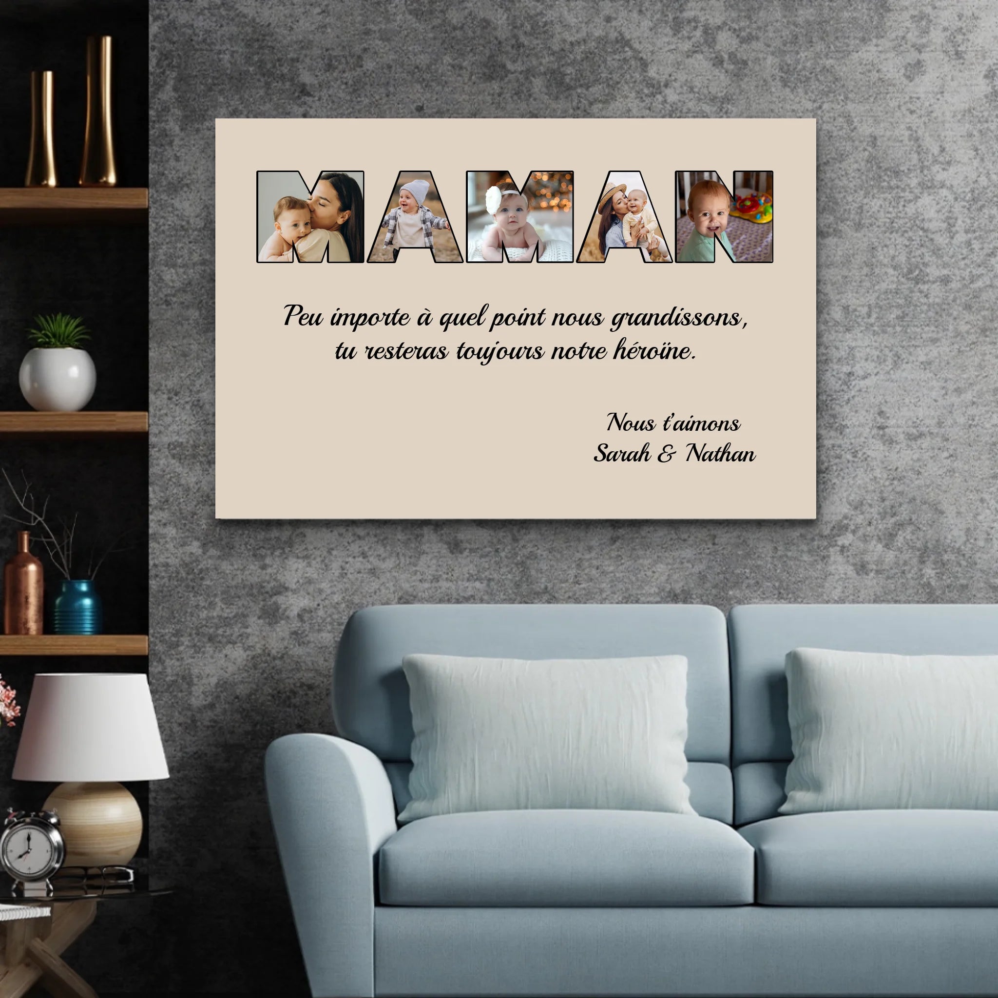 Toile personnalisée "Maman reste mon héroïne"