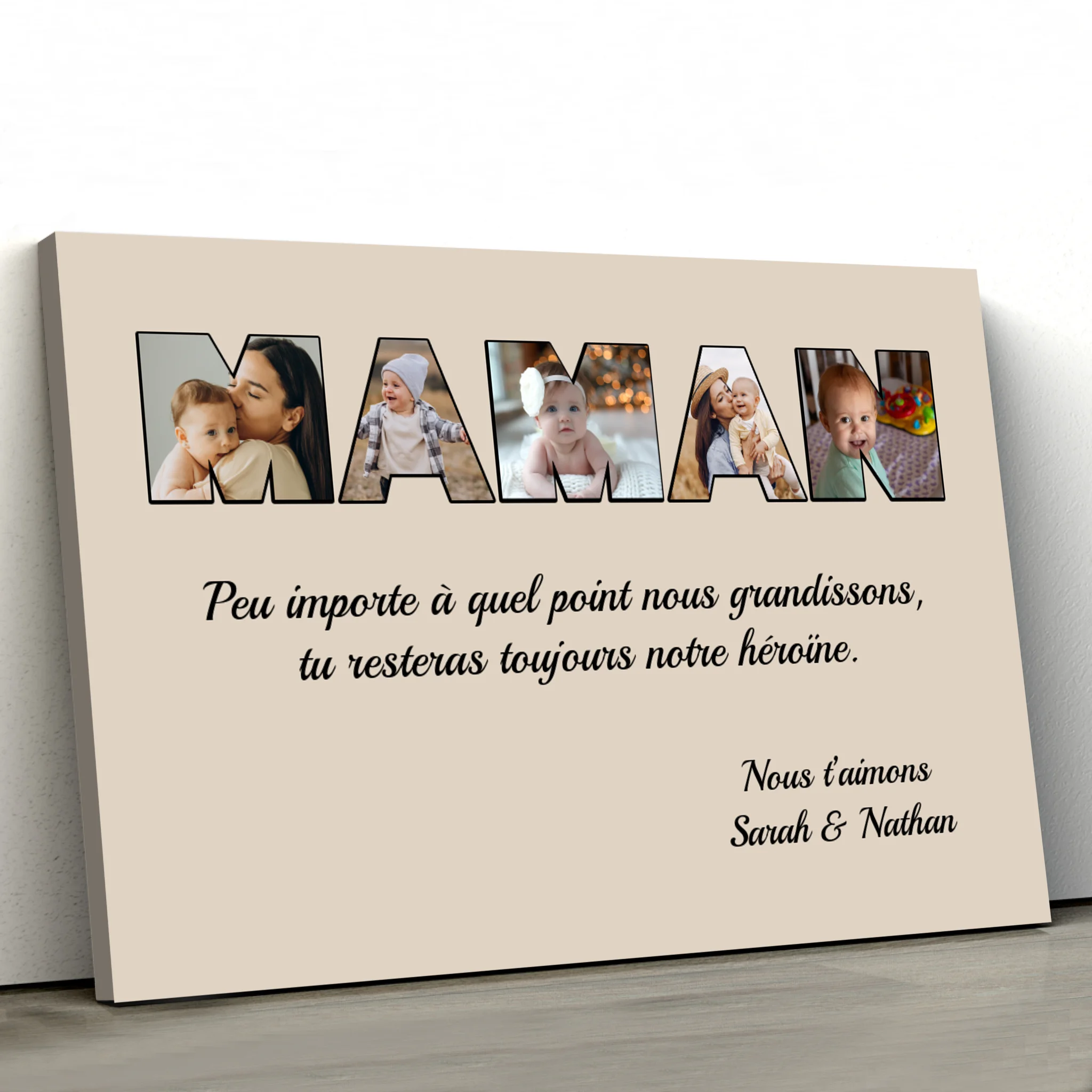 Toile personnalisée "Maman reste mon héroïne"
