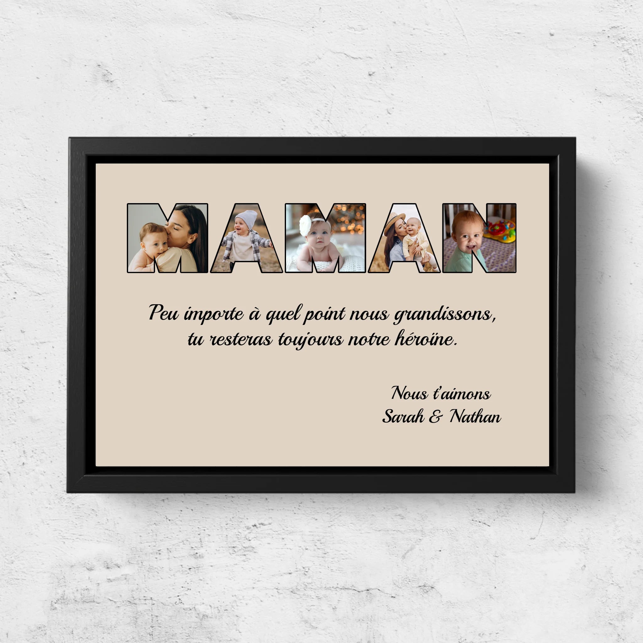 Toile personnalisée "Maman reste mon héroïne"