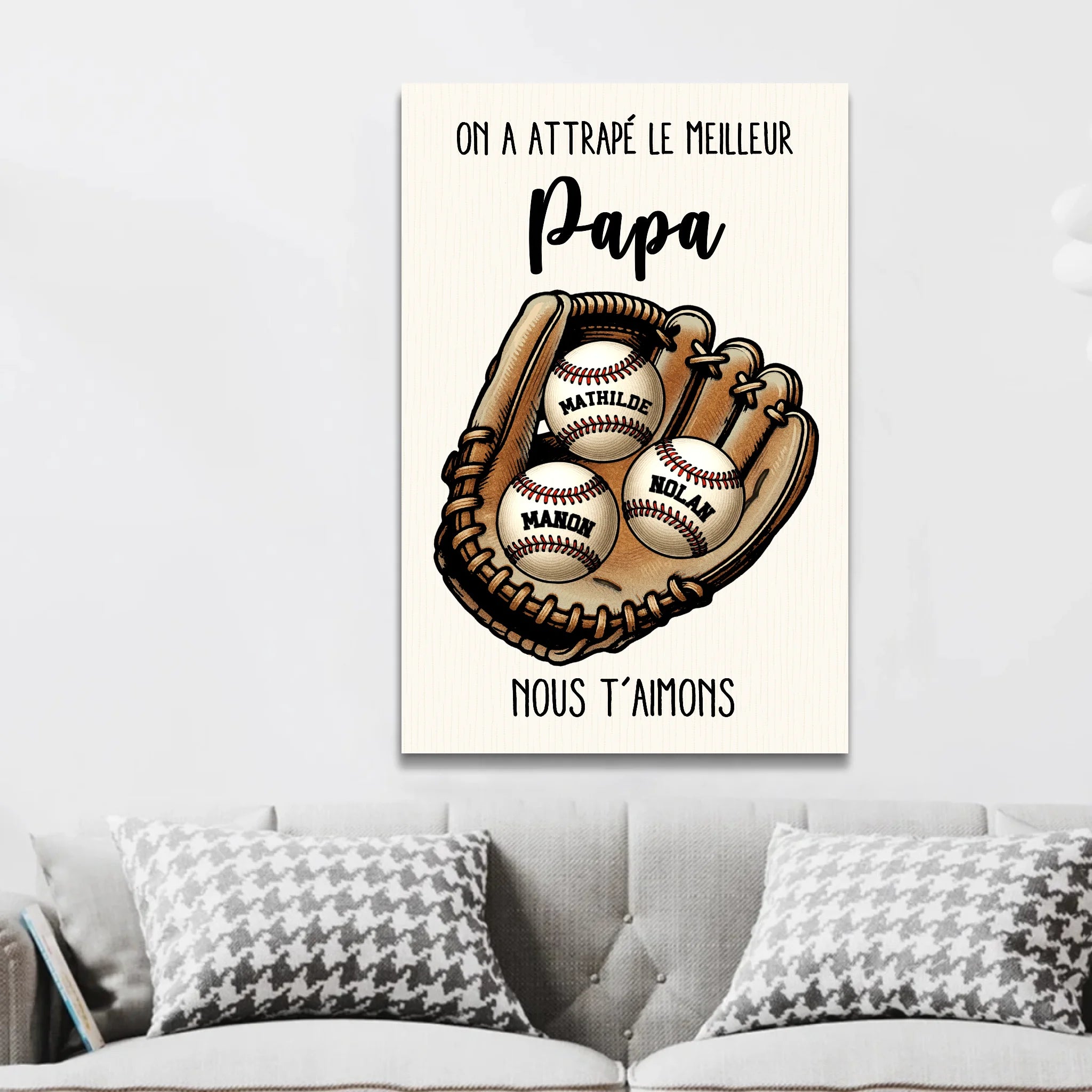 Toile personnalisée "On a chopé le meilleur papa ou la meilleure maman"
