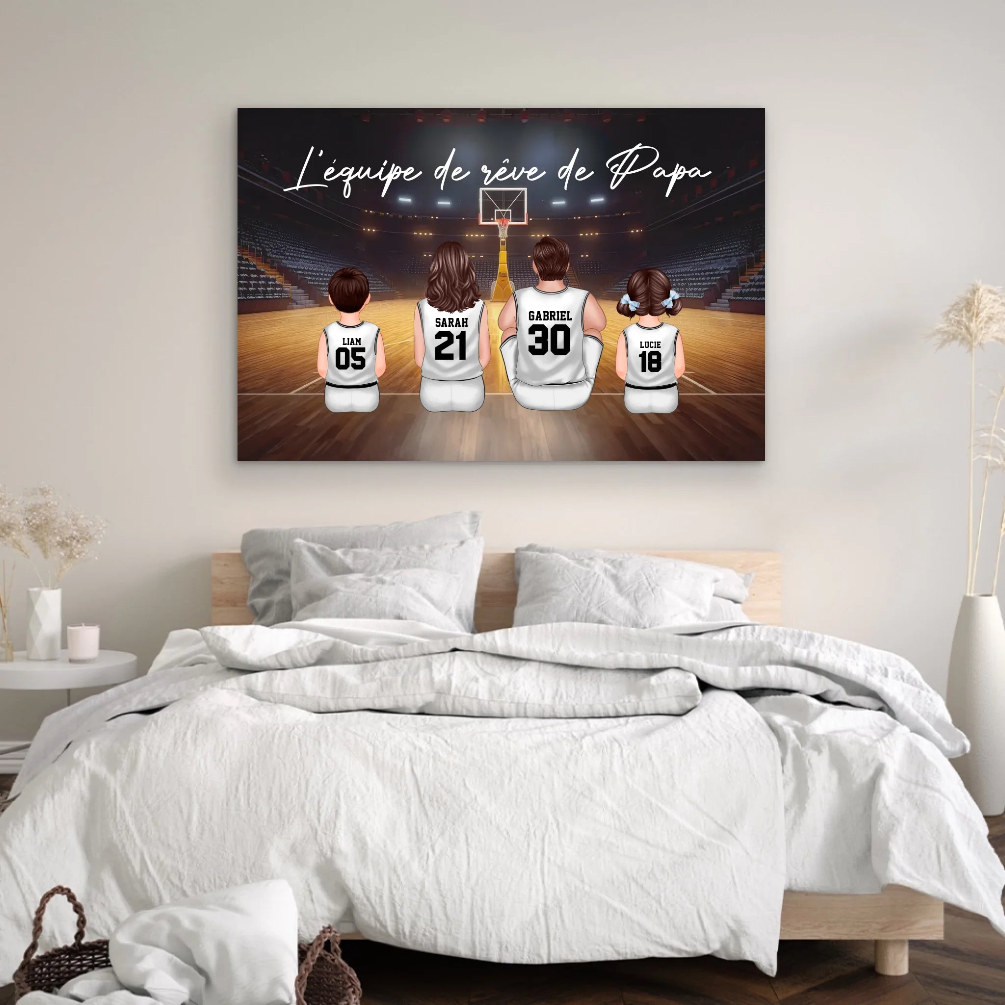 Toile personnalisée "L'équipe de rêve de Papa - Basket"