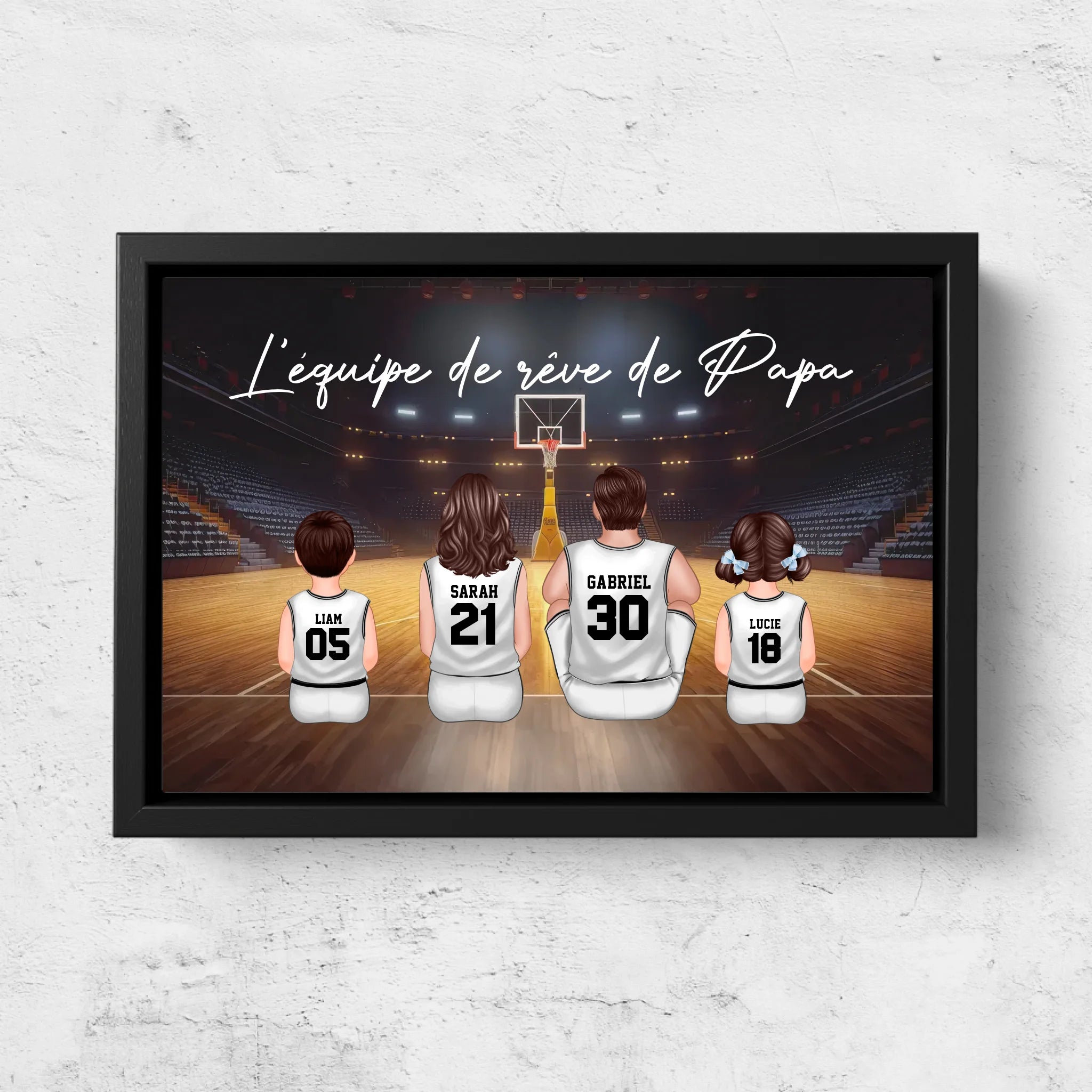 Toile personnalisée "L'équipe de rêve de Papa - Basket"