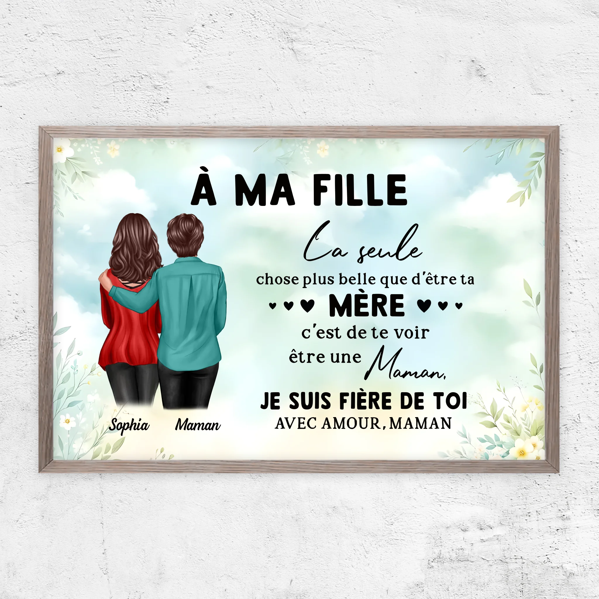 Poster personnalisé "De maman à fille – Cadeau pour la fête des mères"