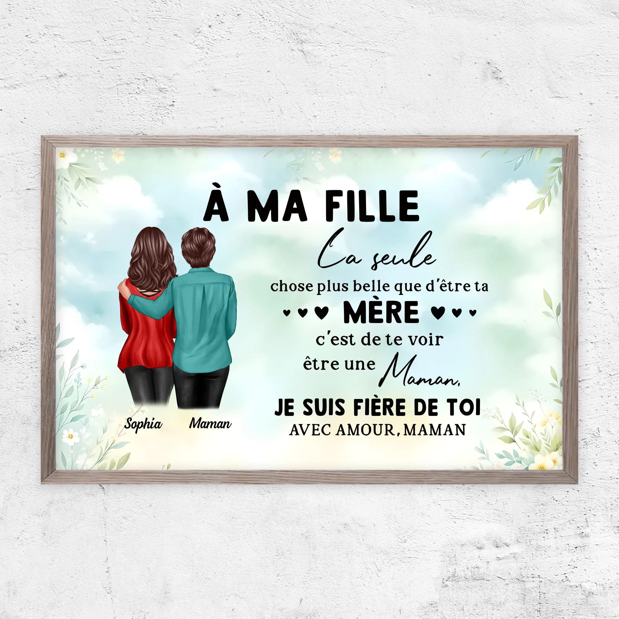 Poster personnalisé "De maman à fille – Cadeau pour la fête des mères"