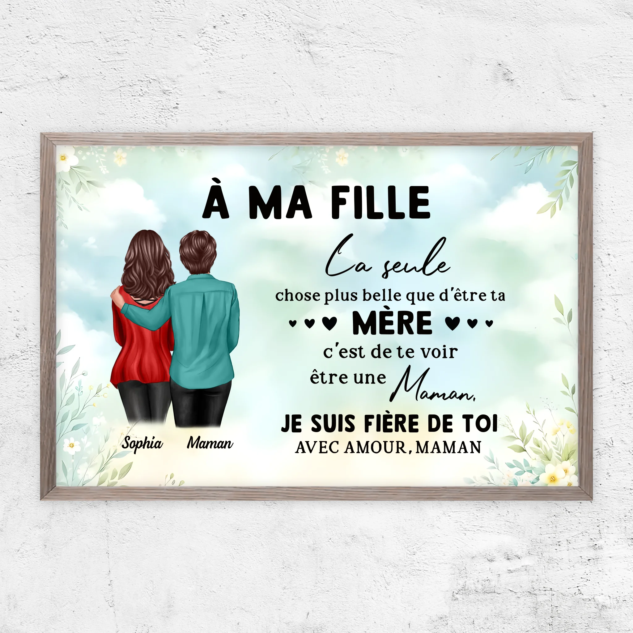 Poster personnalisé "De maman à fille – Cadeau pour la fête des mères"