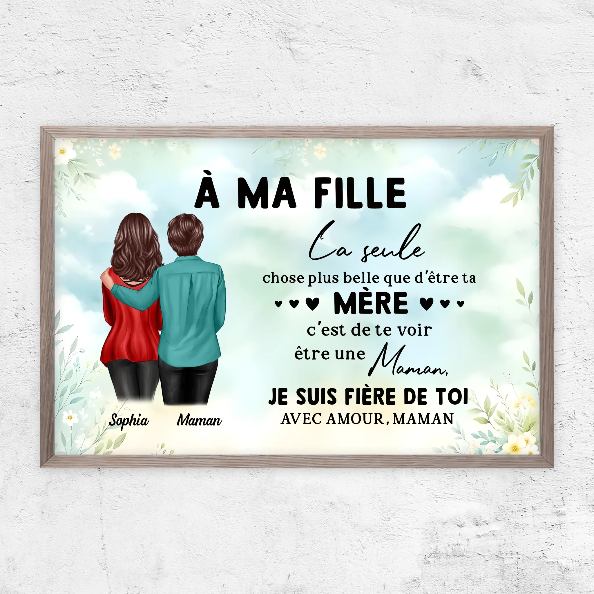 Poster personnalisé "De maman à fille – Cadeau pour la fête des mères"