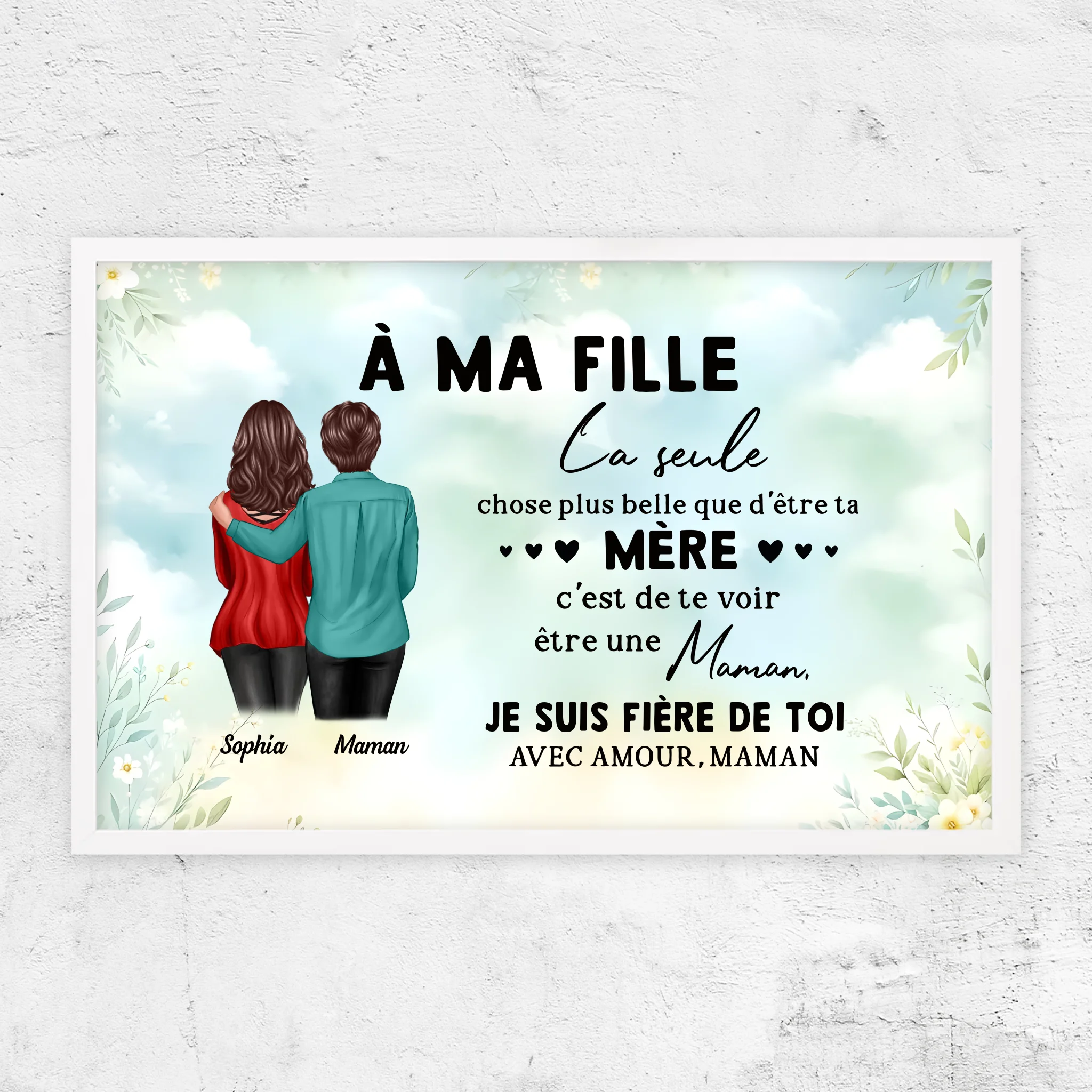 Poster personnalisé "De maman à fille – Cadeau pour la fête des mères"