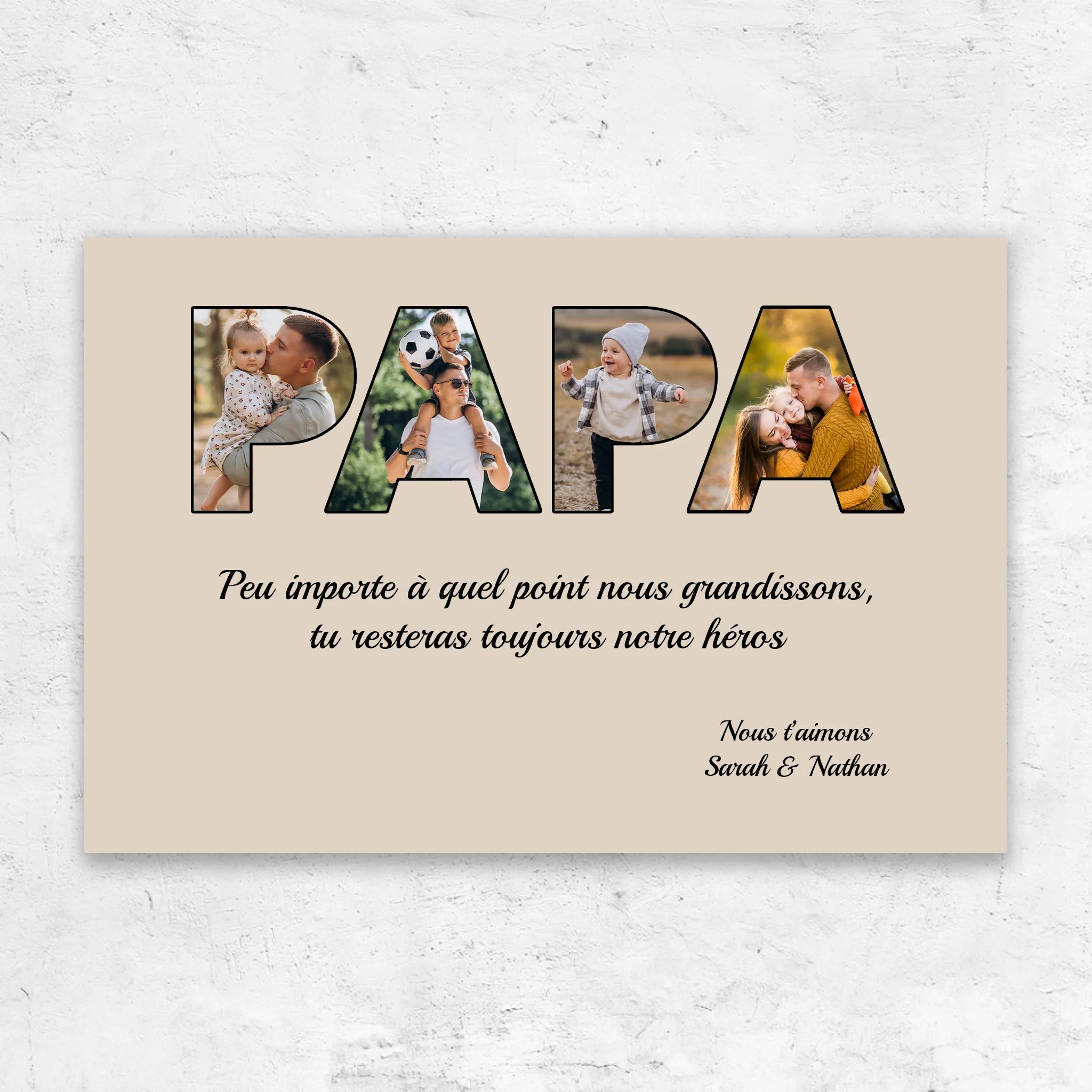 Toile personnalisée "Papa reste mon héros"