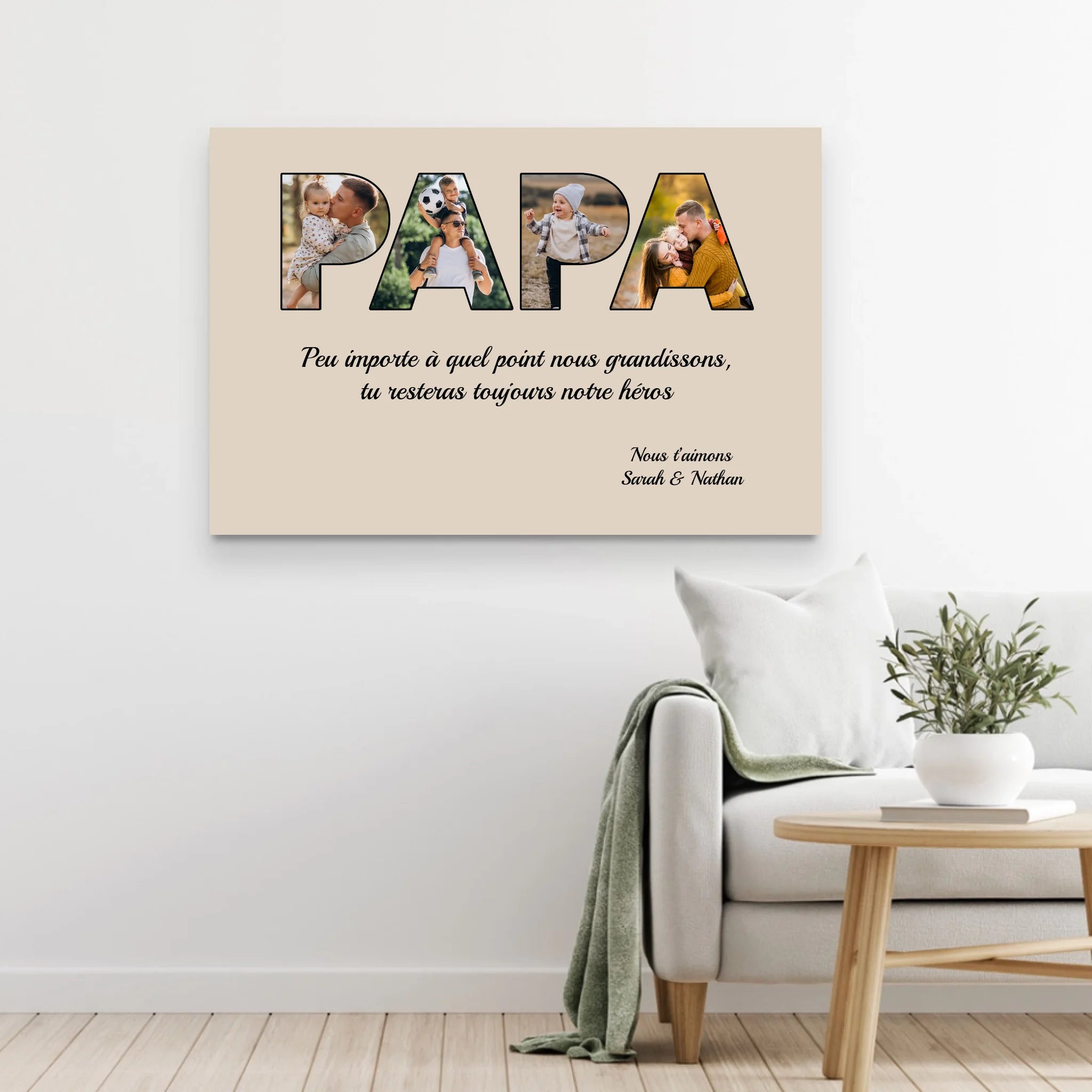 Toile personnalisée "Papa reste mon héros"