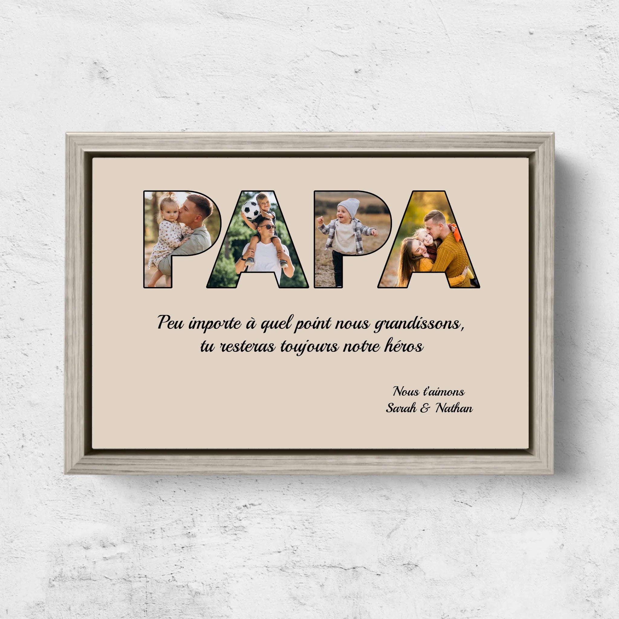 Toile personnalisée "Papa reste mon héros"