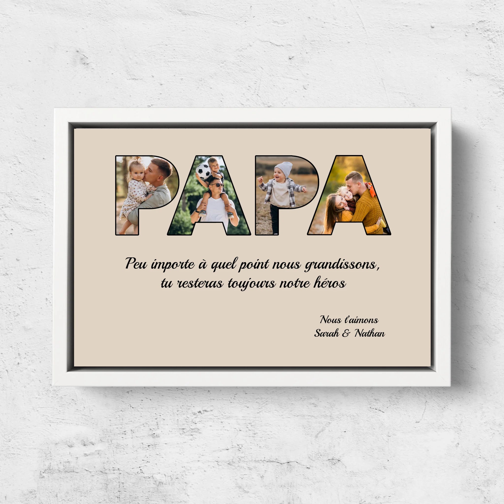 Toile personnalisée "Papa reste mon héros"