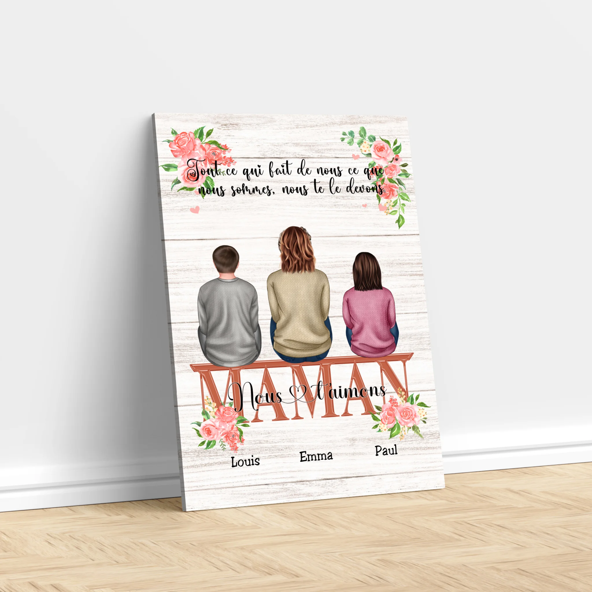Toile personnalisée "Tout ce qui fait de nous ce que nous sommes, nous te le devons - Cadeau pour maman"