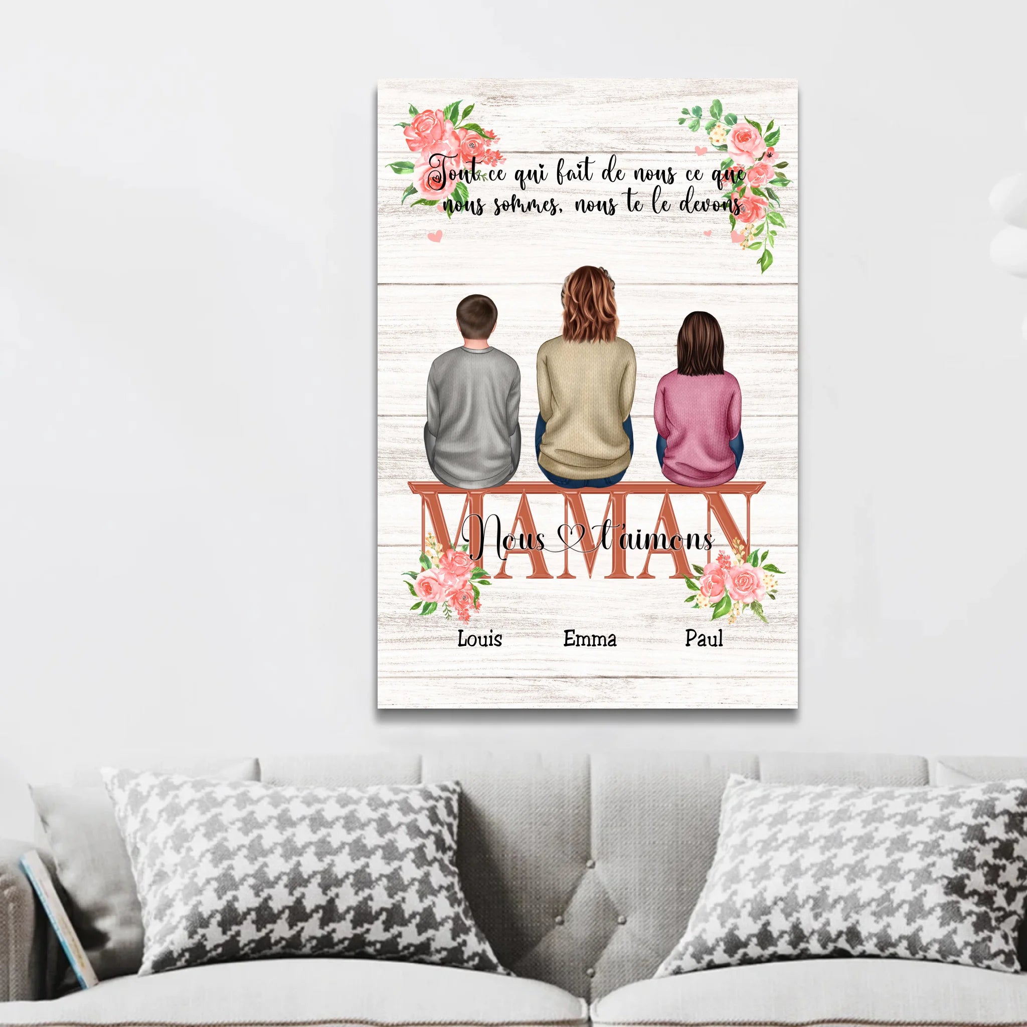 Toile personnalisée "Tout ce qui fait de nous ce que nous sommes, nous te le devons - Cadeau pour maman"