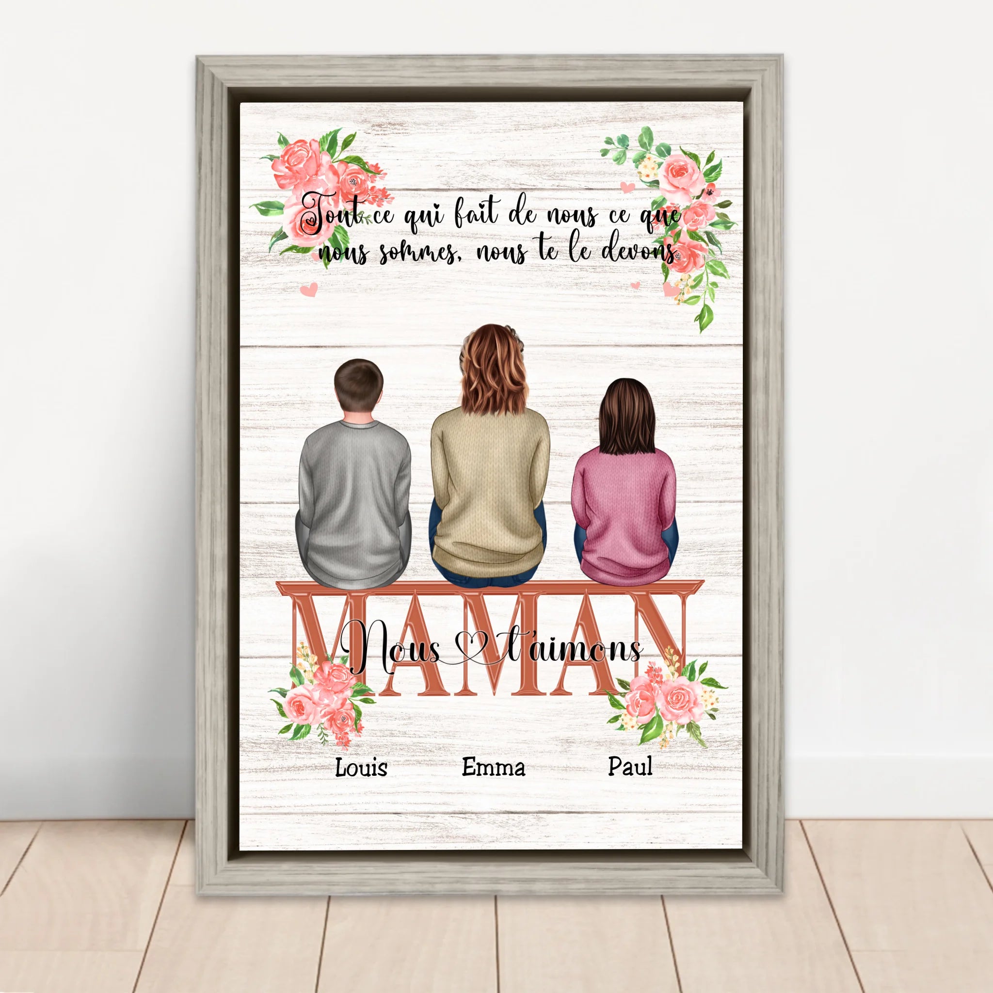 Toile personnalisée "Tout ce qui fait de nous ce que nous sommes, nous te le devons - Cadeau pour maman"
