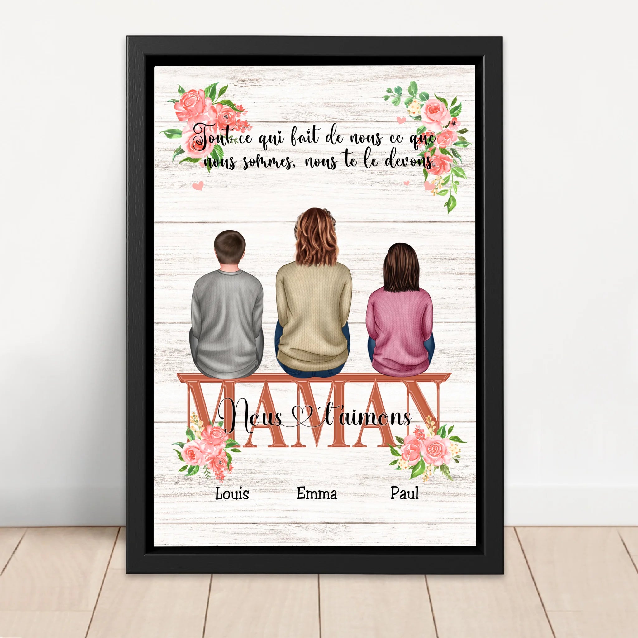 Toile personnalisée "Tout ce qui fait de nous ce que nous sommes, nous te le devons - Cadeau pour maman"
