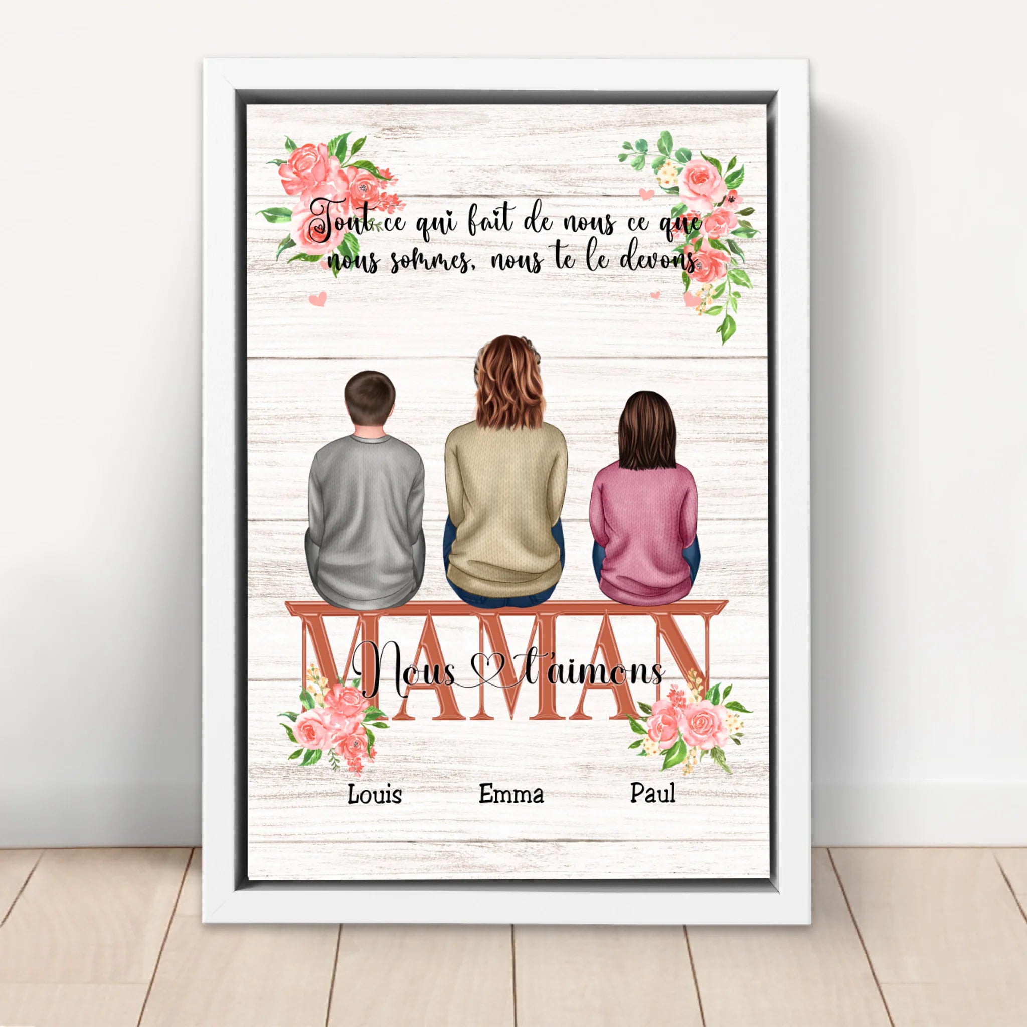 Toile personnalisée "Tout ce qui fait de nous ce que nous sommes, nous te le devons - Cadeau pour maman"