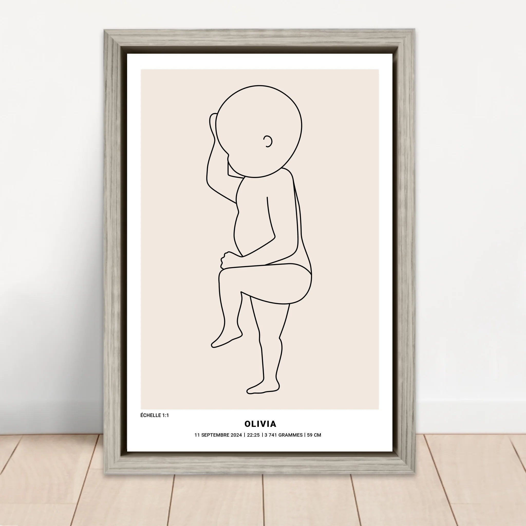 Toile personnalisée – Art au trait de naissance de bébé