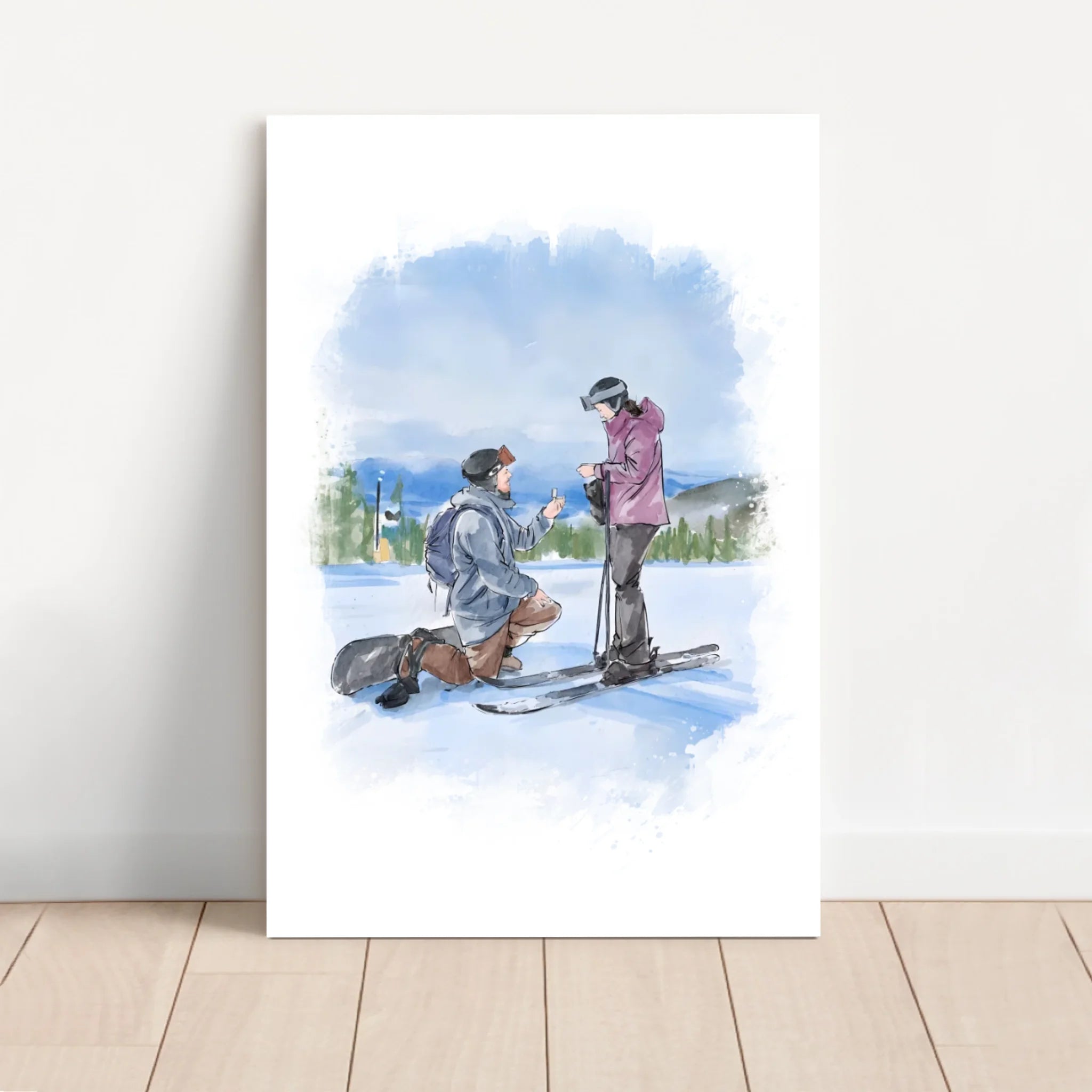 Toile personnalisée – Art aquarelle de couple à partir d'une photo
