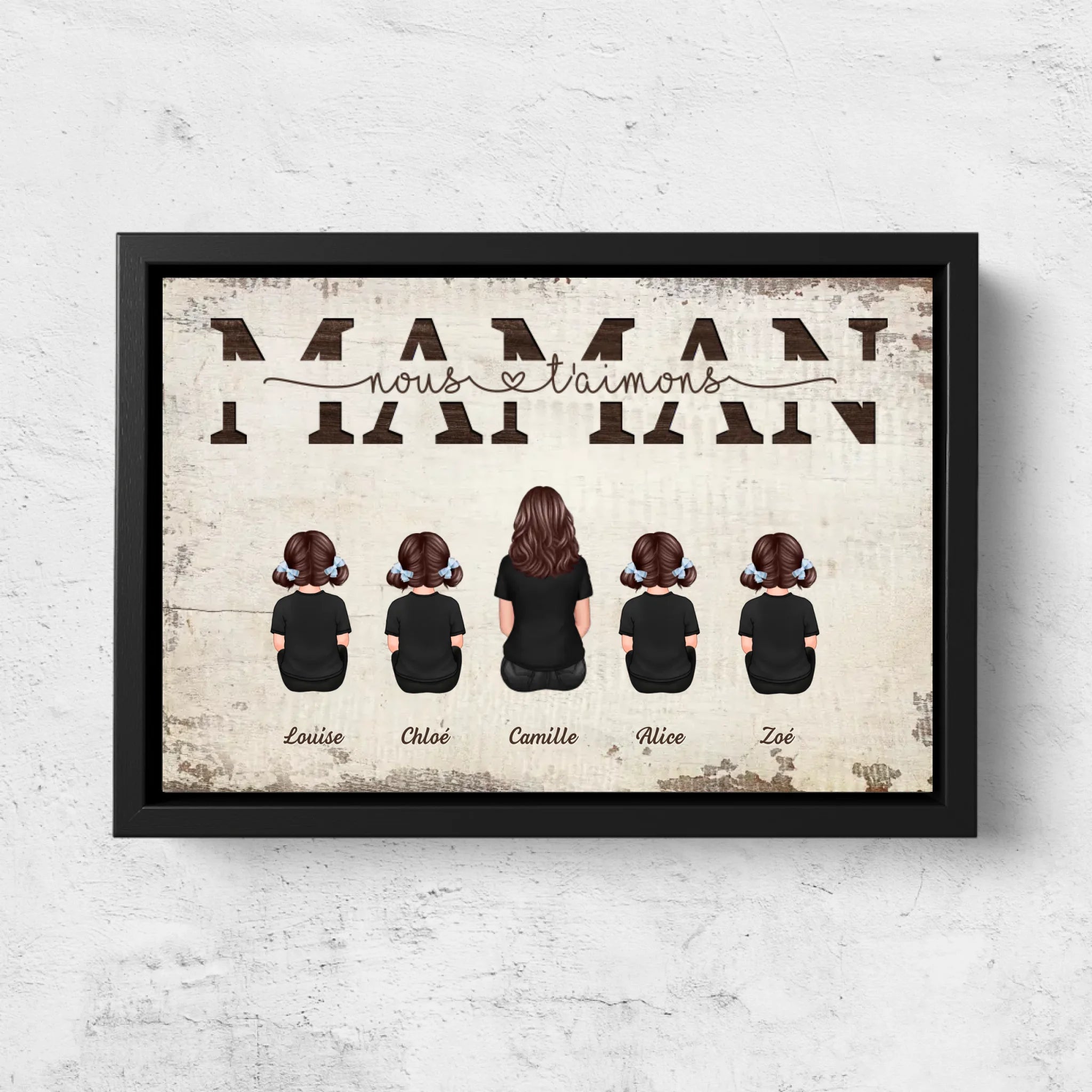 Toile personnalisée "Maman, nous t'aimons - Avec les membres de la famille"