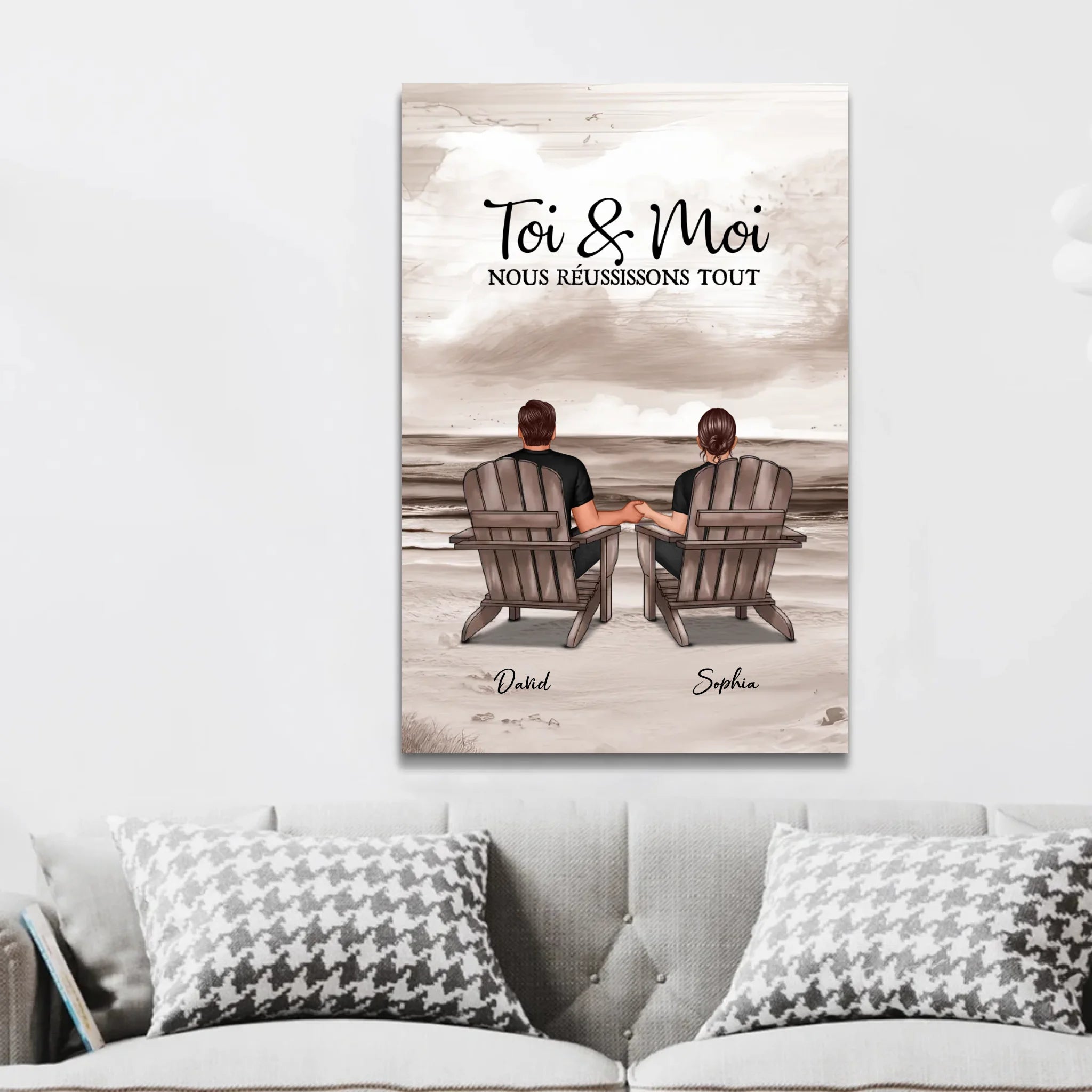 Toile personnalisée – Toi et moi, on gère ça – vertical