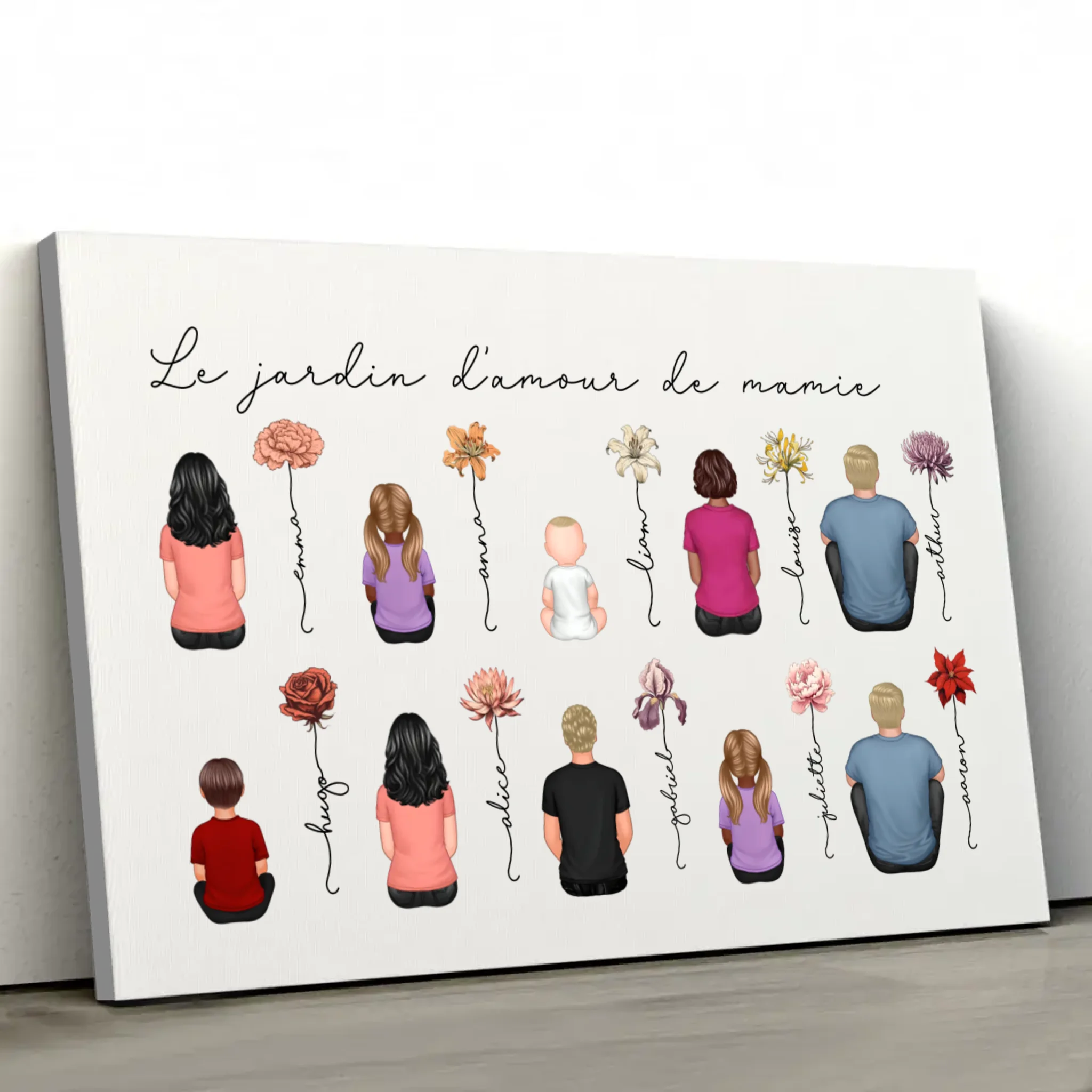 Toile personnalisée – Jardin vintage des fleurs de mois de naissance