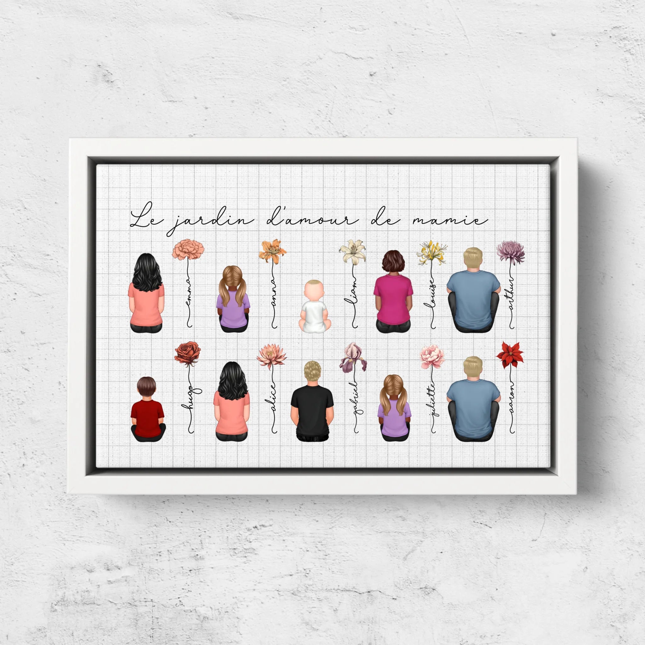 Toile personnalisée – Jardin vintage des fleurs de mois de naissance