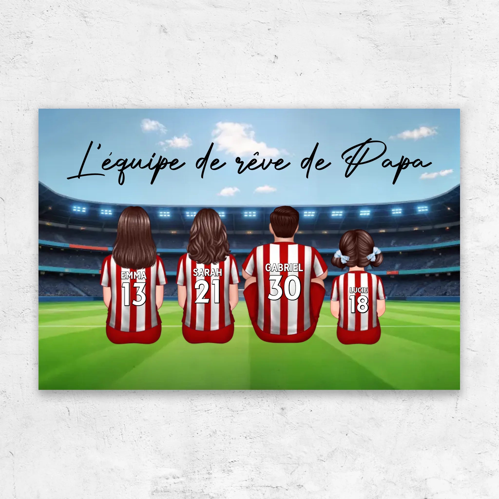 Toile personnalisée "L'équipe de rêve de Papa - Football"